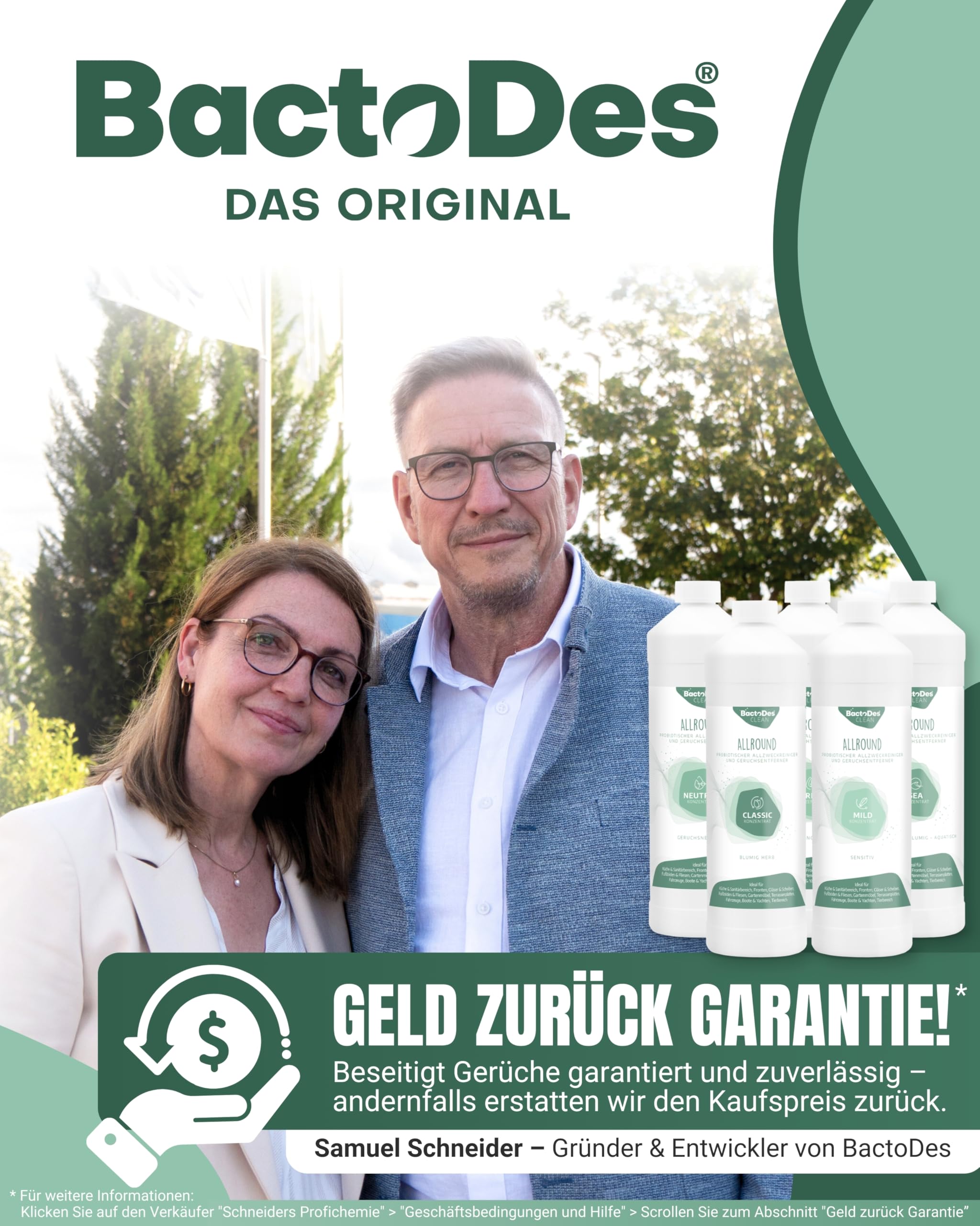 BactoDes - Clean Allround CLASSIC probiotischer Allzweckreiniger 6L Konzentrat mit Sprayflasche - Spezial Enzymreiniger mit bio Mikroben-Wirkung - Effektiver Geruchsneutralisierer & Geruchsentferner