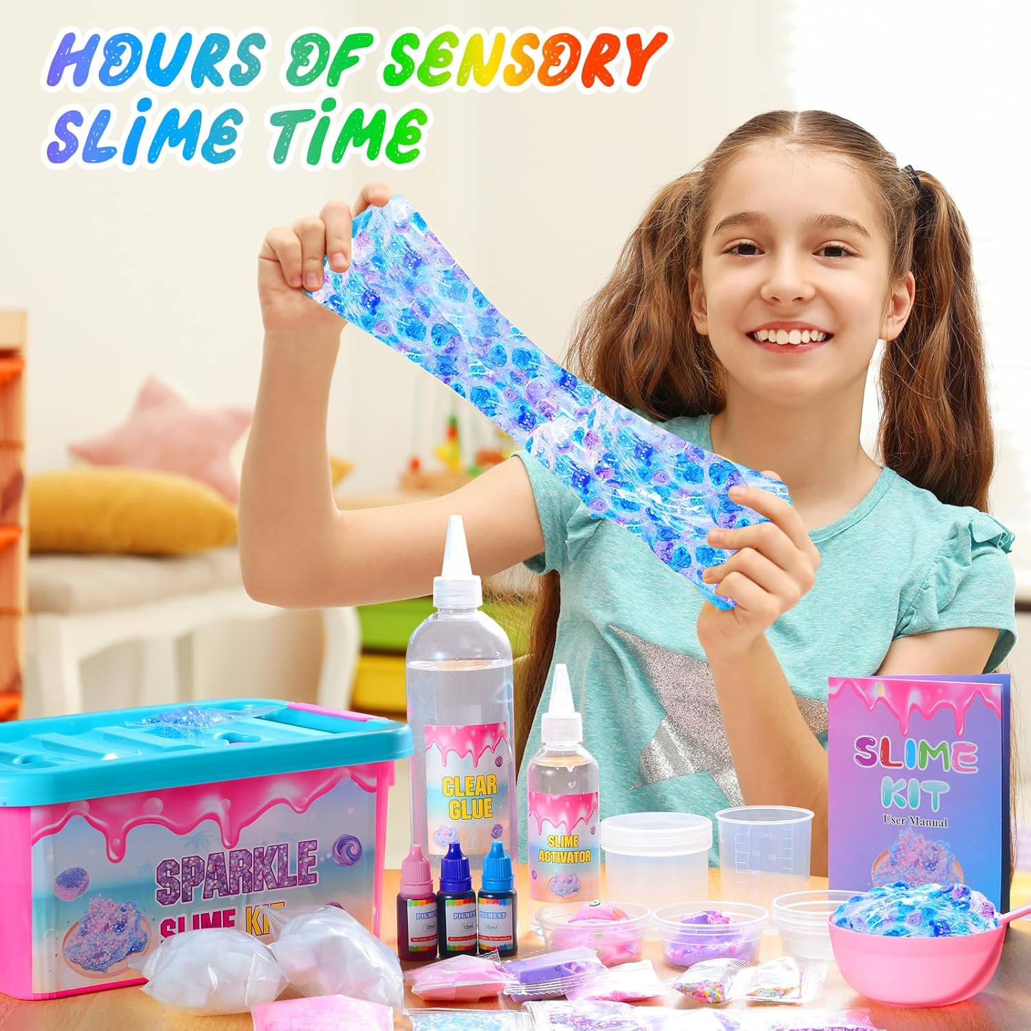 Confetti Slime Kit, Sparkling, Glimmer, Crunchy, Foam, Jelly Cubes Slime, Stress Relief Toys, Party Favors for Kids, for Girl Boys 6 7 8 9 10 11 12
