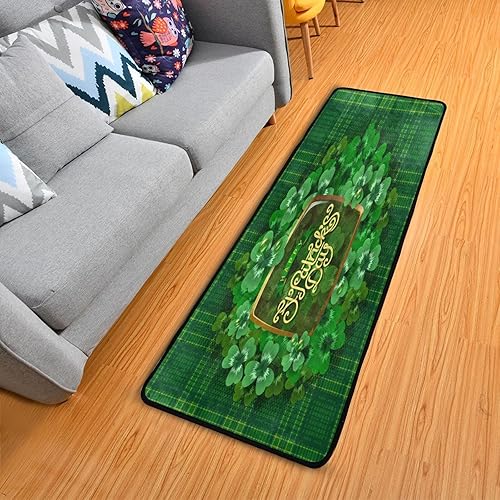 Miniatura 6 de FFYHO Alfombra antideslizante con diseño de búfalo verde trébol, lavable, alfombra de baño, alfombra de baño, decoración suave para el hogar, sala