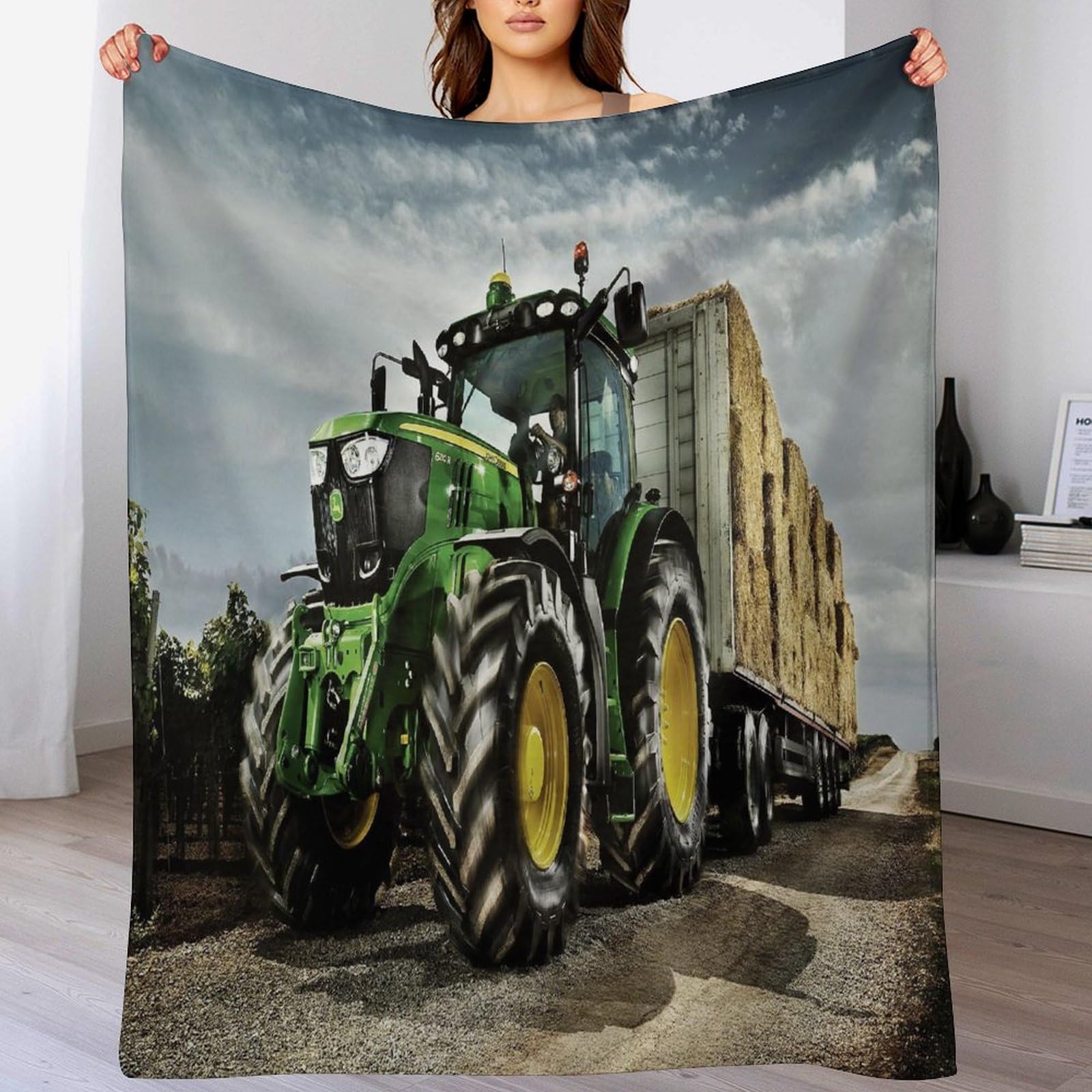 Couverture tracteur flanelle chaude contre le froid pour canapé et lit d'enfant