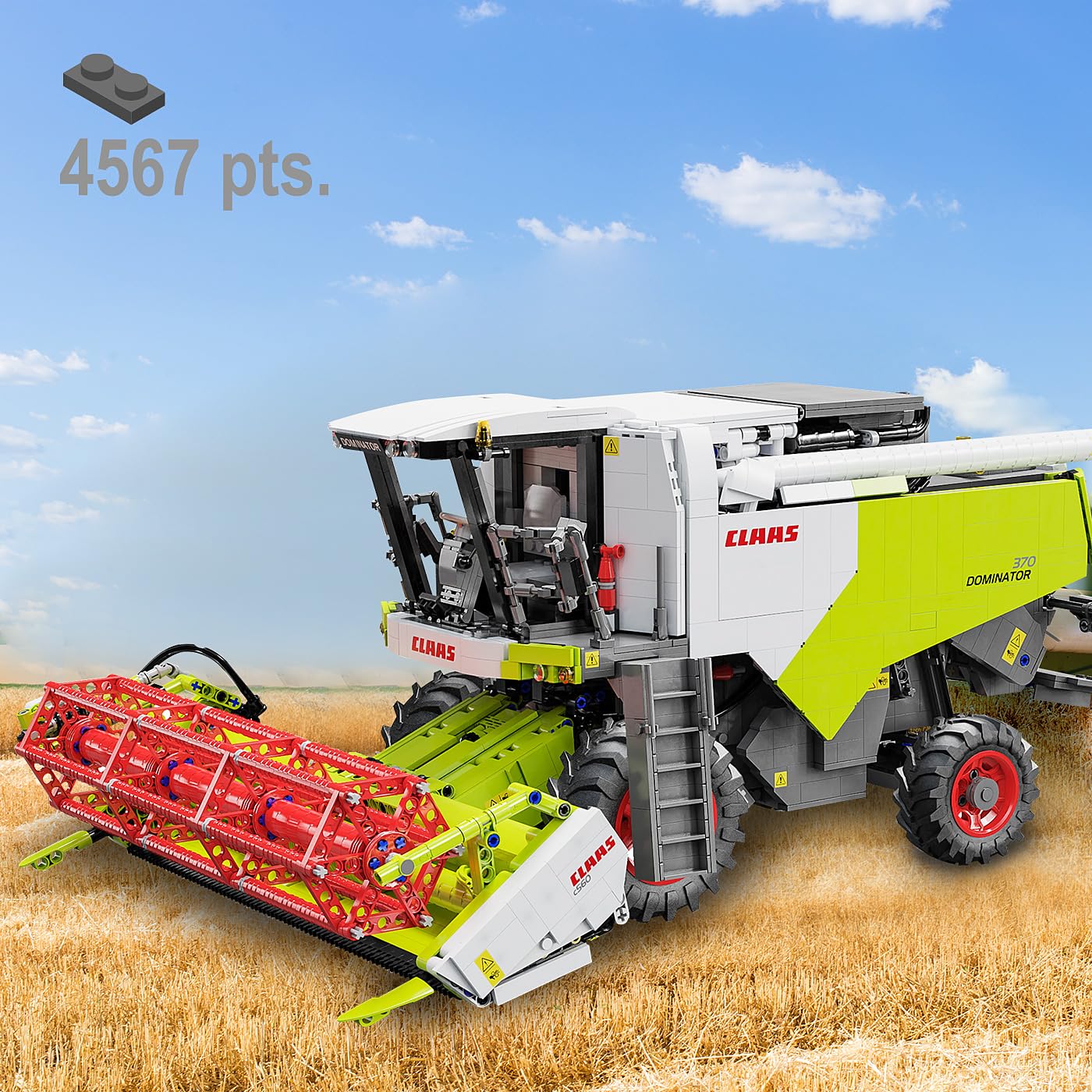 JAMARA 402873 CADA Claas Dominator 370 Briques 1:18 2,4 GHz, Agriculture pour Enfants à partir de 14 Ans, Technologie RC pour garçons, Jouet télécommandé, idée Cadeau pour Enfants, Double Mode