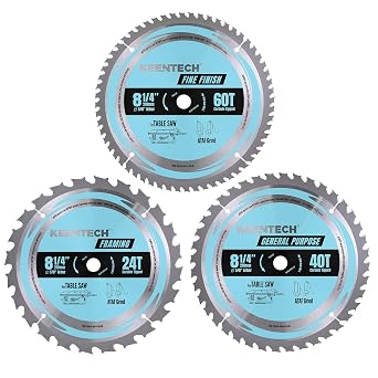 KEENTECH 8-1/4" Saw Blade 24T+40T+60T, 3-Pack, All-in-One for Wood