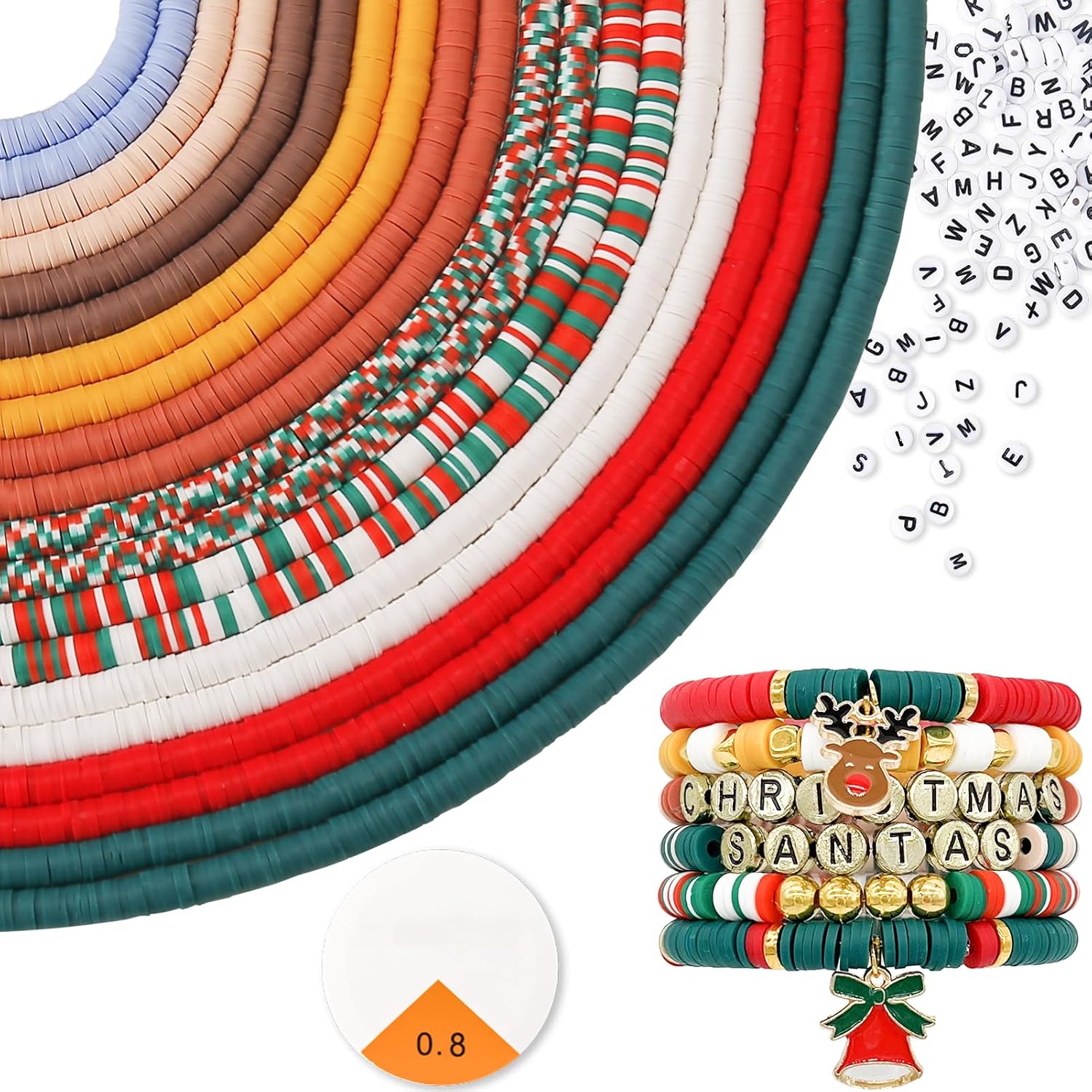 ADIIL 7200pcs Clay Beads Bracelet Making Kit, 6mm Polymer Heishi Beads for Jewelry Making, Friendship Bracelet Kit Birthday Gift for Adults Christmas