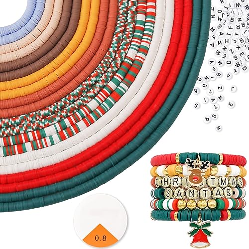 Miniatura 1 de ADIIL Kit de 7200 cuentas de arcilla para hacer pulseras, 10 colores, cuentas Heishi de polímero de 0.236 pulgadas para hacer joyas, kit de pulsera