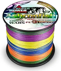 Ashconfish Linha de pesca trançada - 4 fios super fortes PE pesca fio multifilamento corda de pesca ultra potência 2,7 kg-45,4 kg, tração pesada para água salgada e pesca de água doce