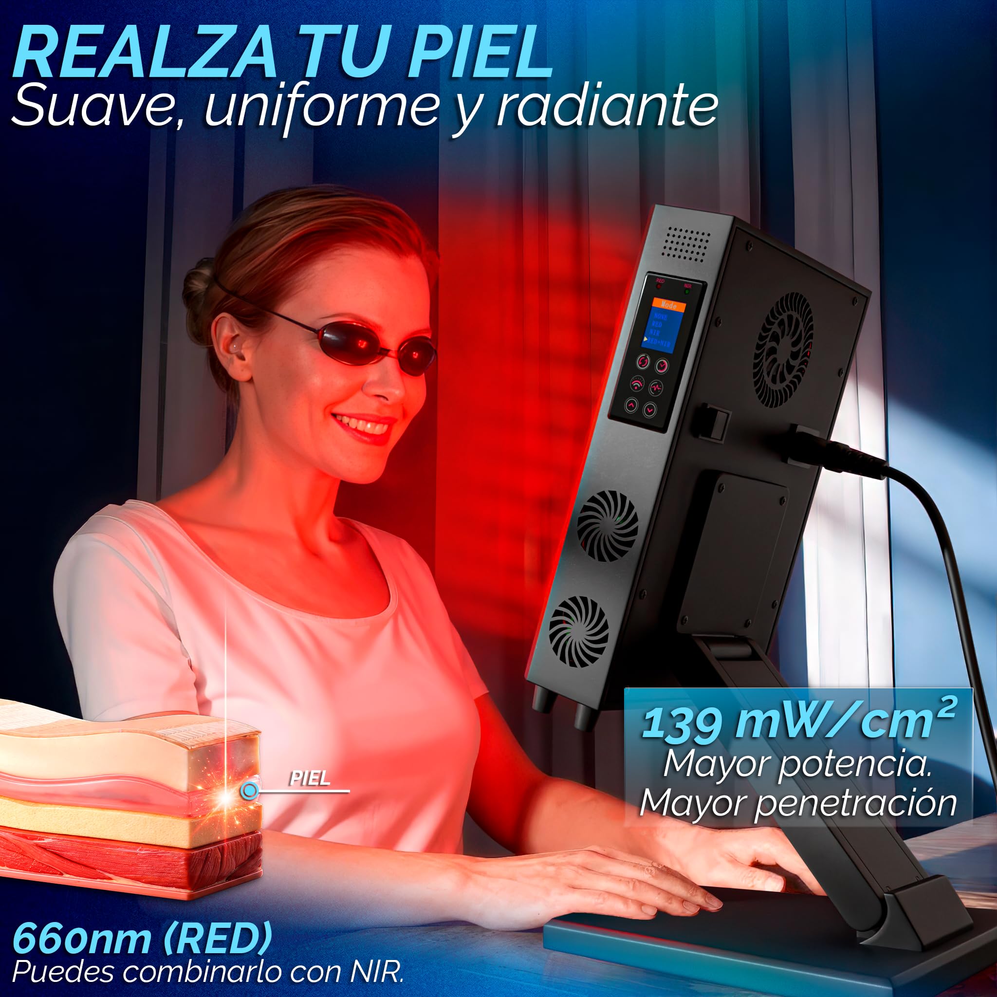 DreamTape® Panel Luz Roja Infrarroja 660nm 850nm - Terapia de Luz LED Profesional con 72 LEDs - Red Light Therapy Panel para Recuperación Muscular, Piel y Bienestar - Lámpara Fotobiomodulación
