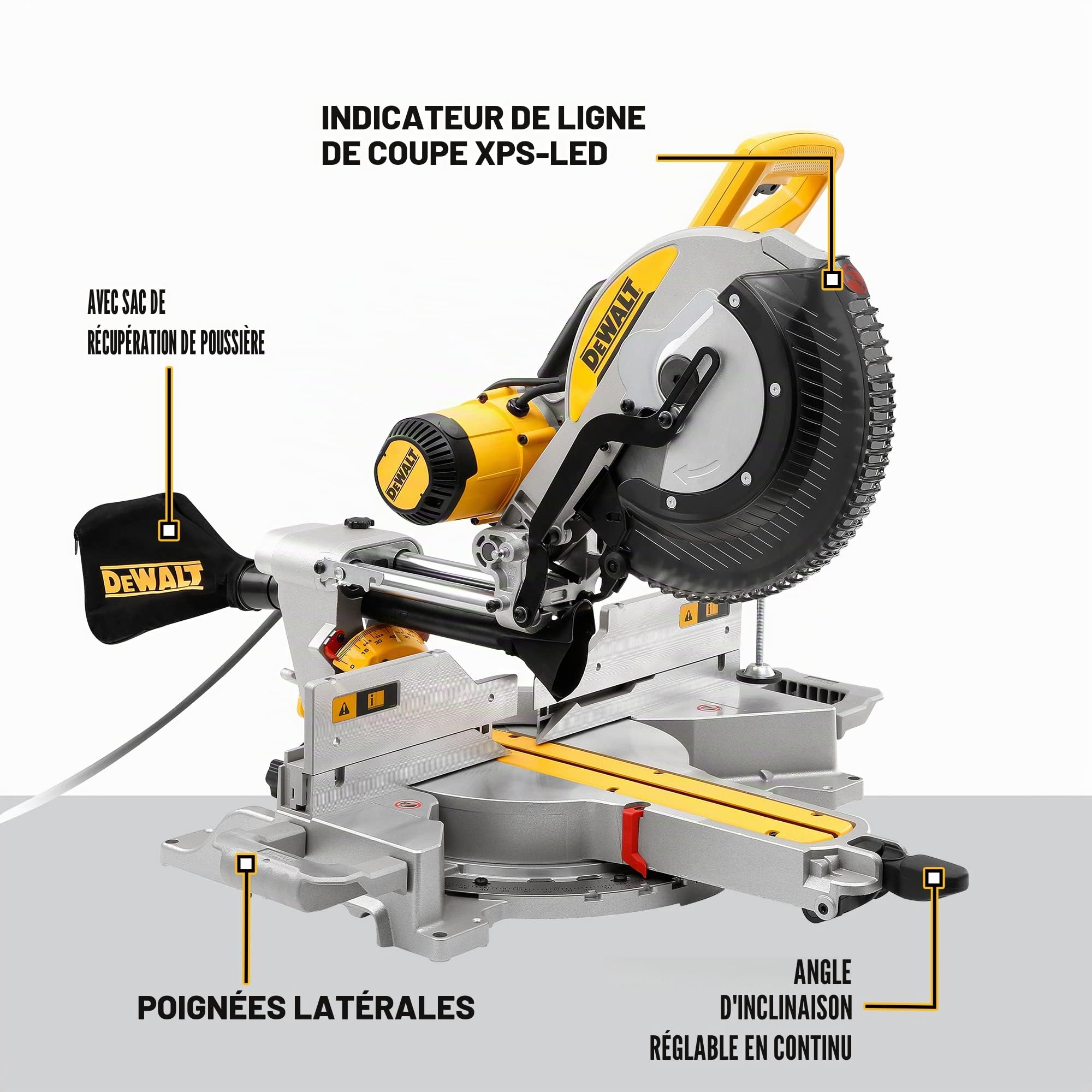 DeWalt DWS780-QS Scie A Onglets Radiale 1675W 305mm