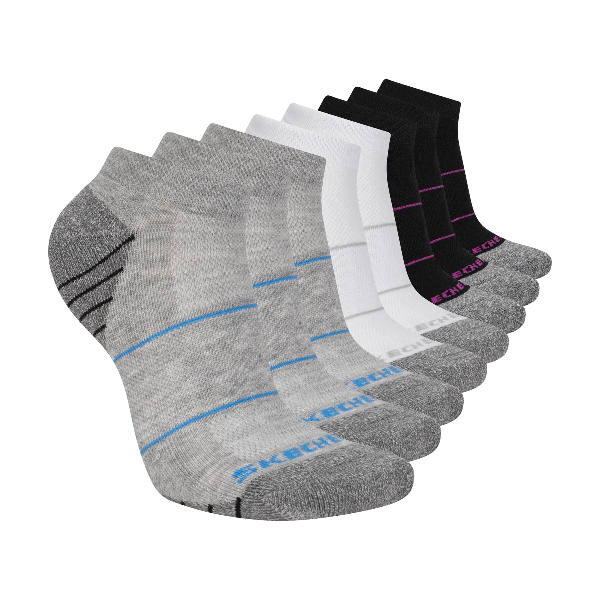 skechers Women's 8-pack Work Collection Low Cut Socks, Extended Cushion & Mesh Ventilation-picture-35