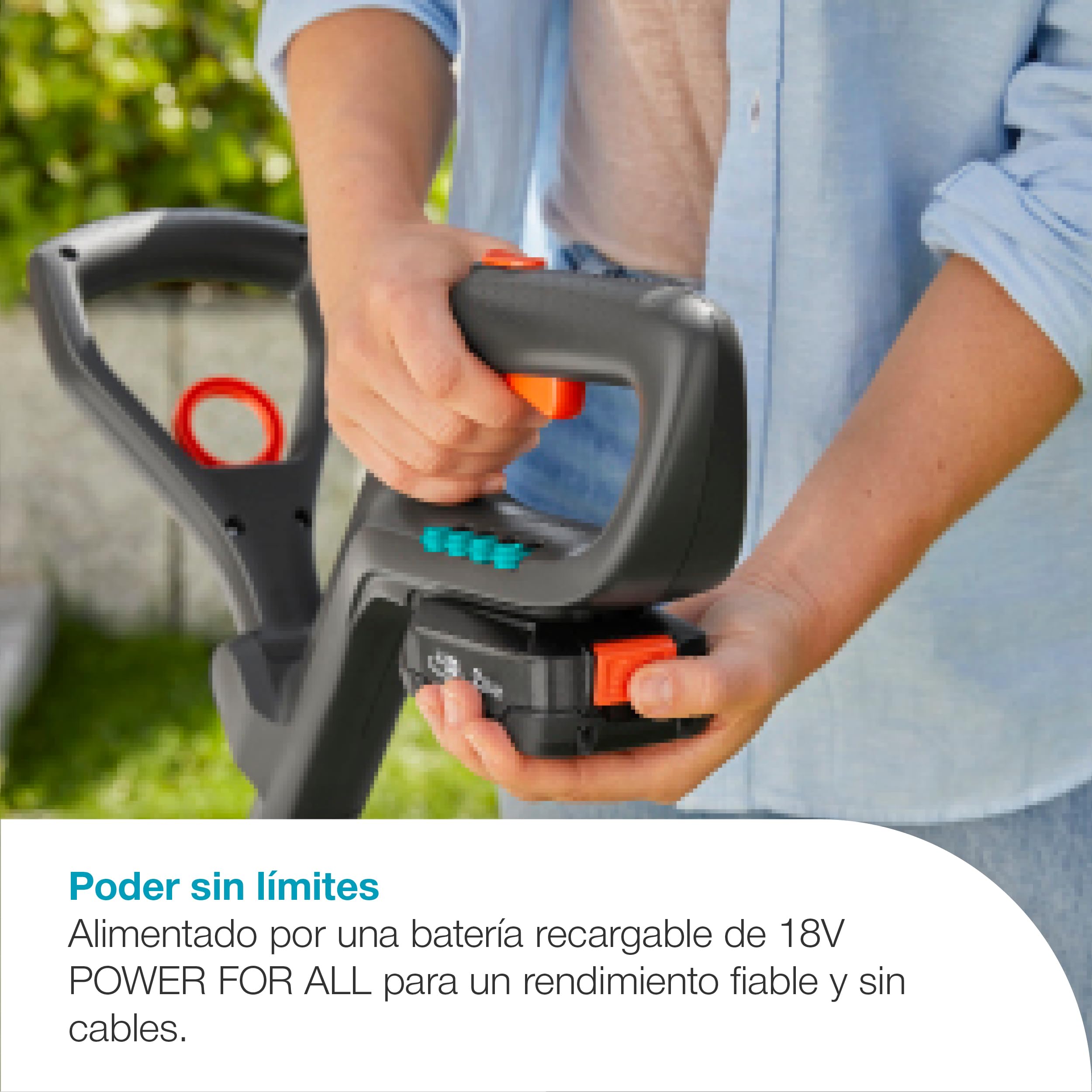 Gardena Cortabordes a batería EasyCut 23/18V P4A Set listo para usar: Potente, Ligero, Telescópico, Cabeza basculante, Sin cable (14700-20)