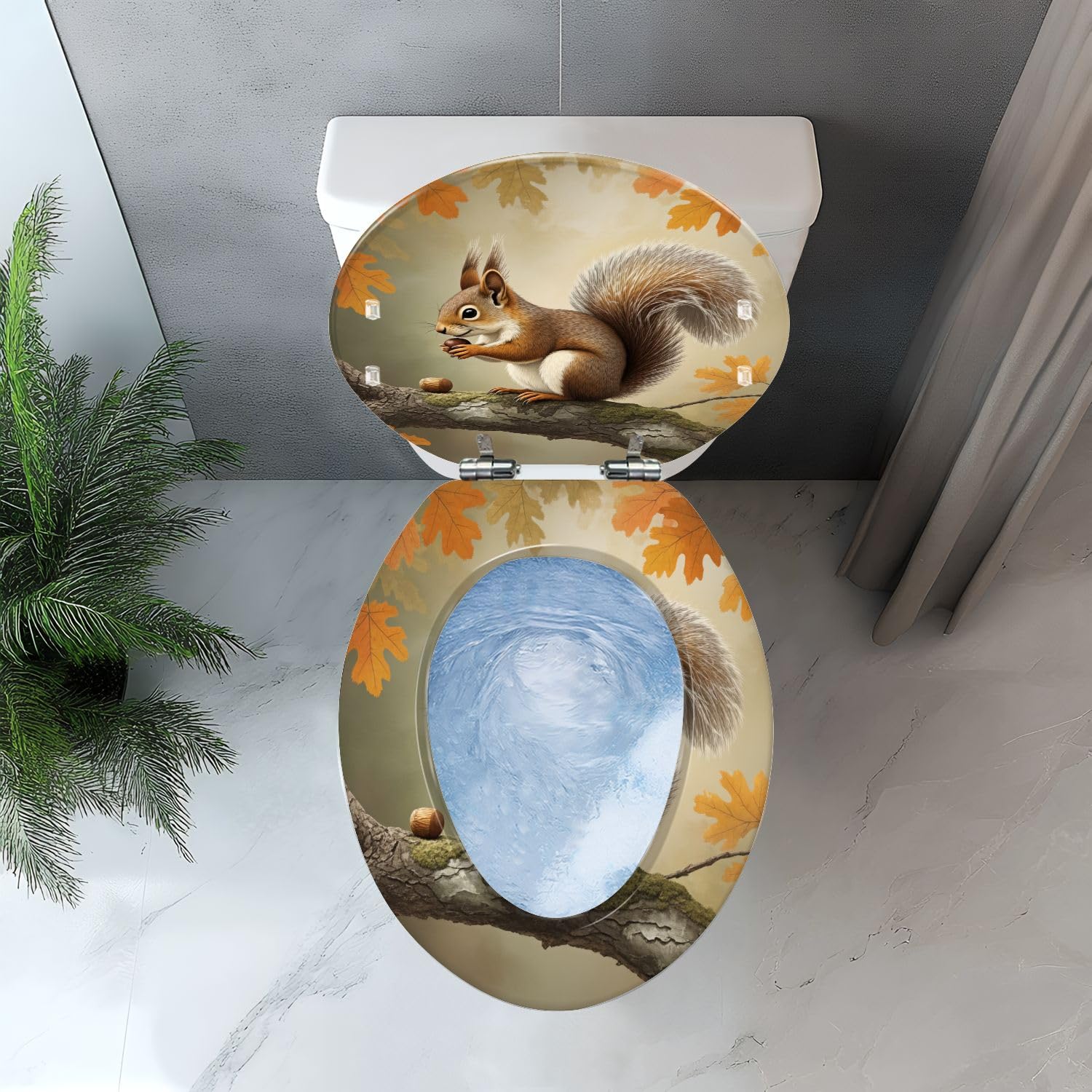 Asiento de inodoro alargado de resina decorativa con bisagras de liberación rápida para baño.