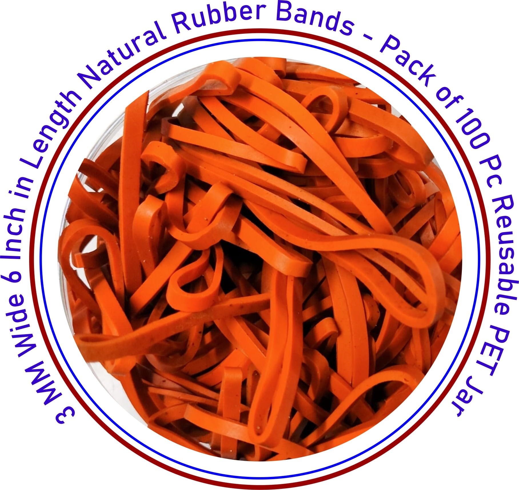 IMPRINT Large Big 6" Rubberbands Pack Of 100 2