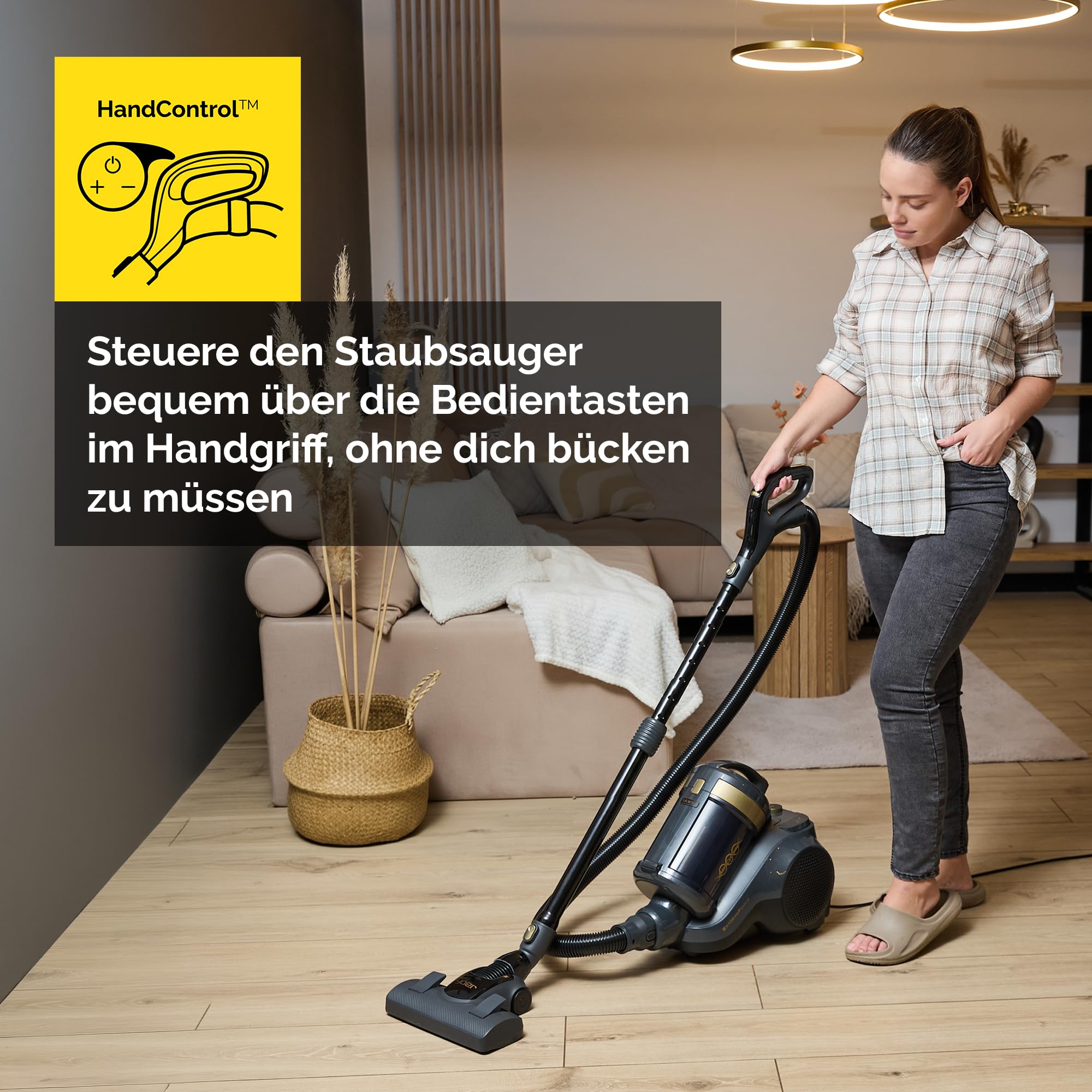 YOER Staubsauger ohne Beutel, 900 W, 10,5 m Aktionsradius, HEPA-10-Filter