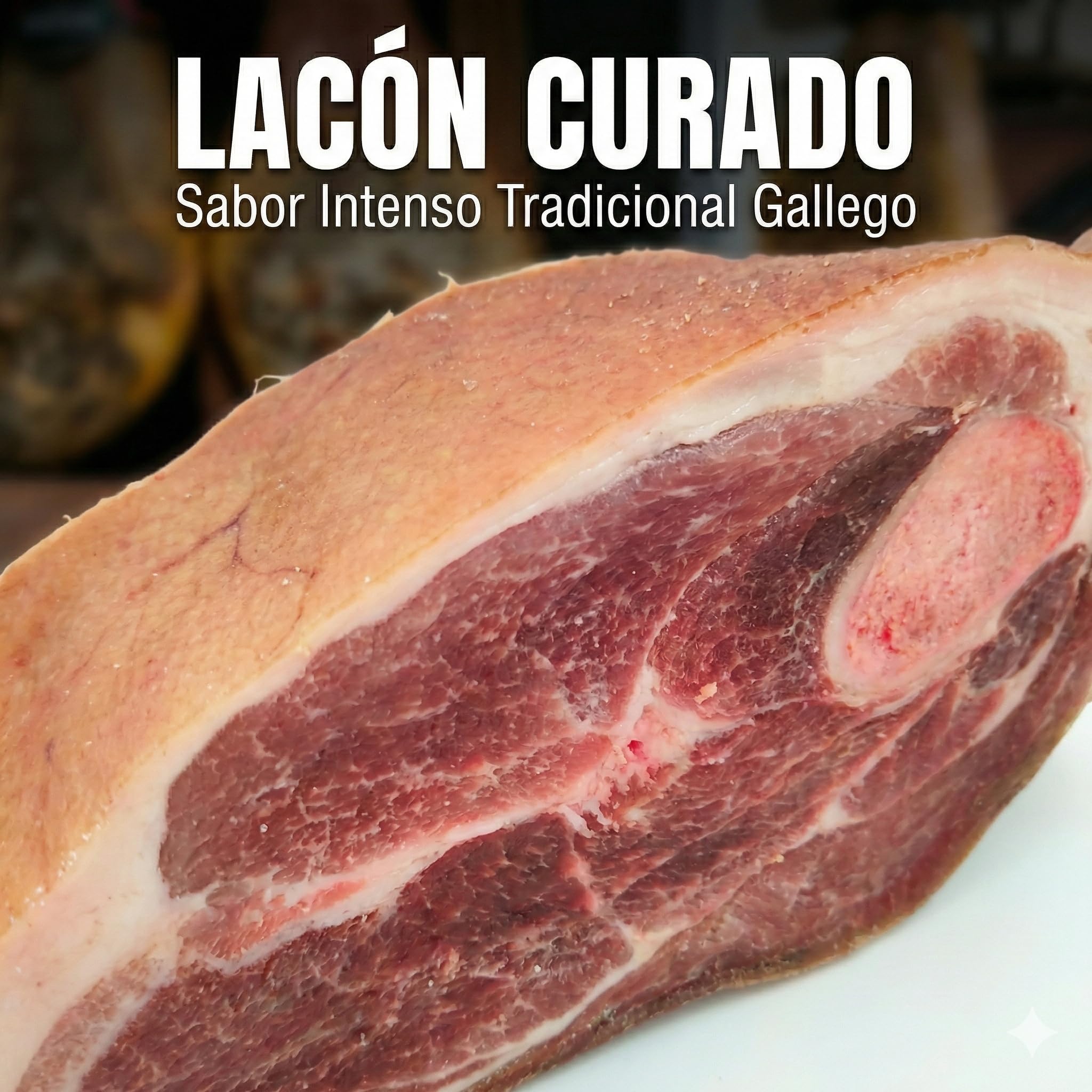 Lacón Salado de Cerdo Gallego Porción de 1 kg - Paleta Curada Tradicional para Cocido y Lacón a la Gallega, Carne Magra, Tierna y Fácil de Desalar