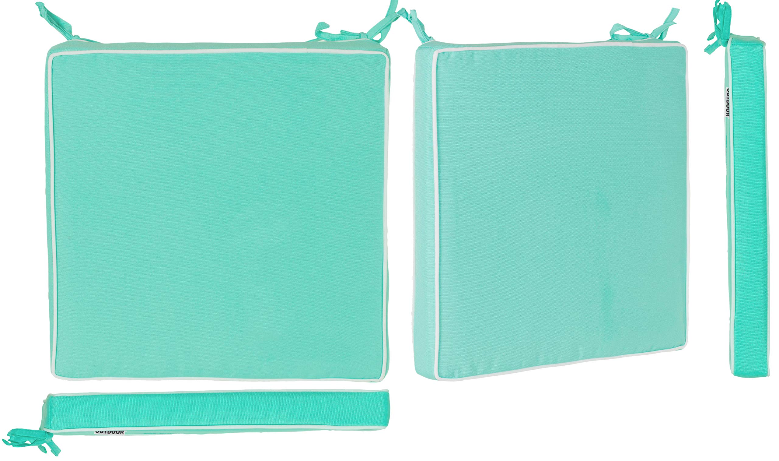 BRANDSSELLER Outdoor poduszka do siedzenia poduszka dekoracyjna — odporna na zabrudzenia i działanie wody — 220 g wypełnienie — rozmiar: 40 x 40 x 4 cm (6-częściowy zestaw ekonomiczny, turkusowy)