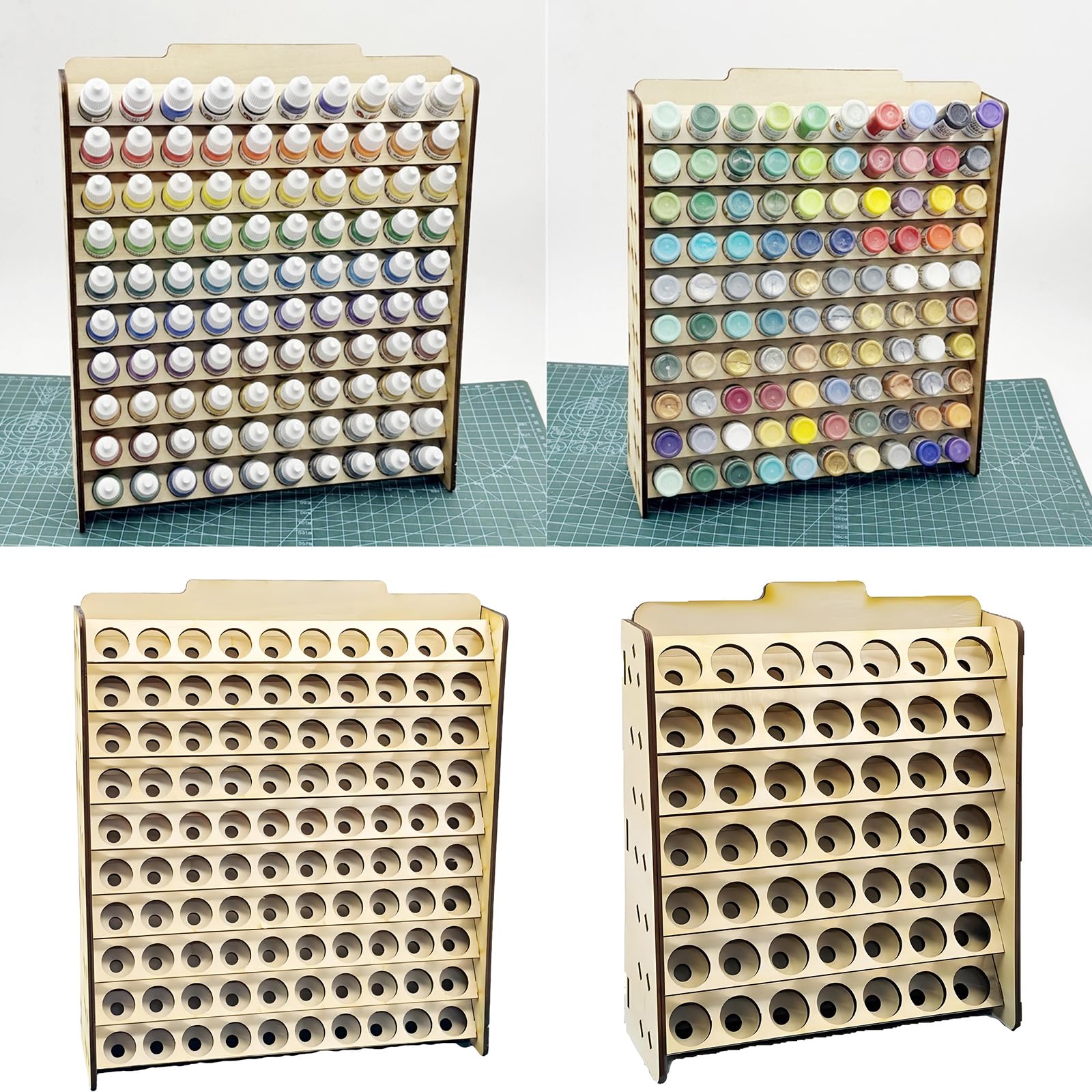 Solution de stockage de peinture Basswoods Organisateurs de stockage de peinture en bois à plusieurs niveaux élégants adaptés à une utilisation à la maison et en classe de fournitures d ' art de