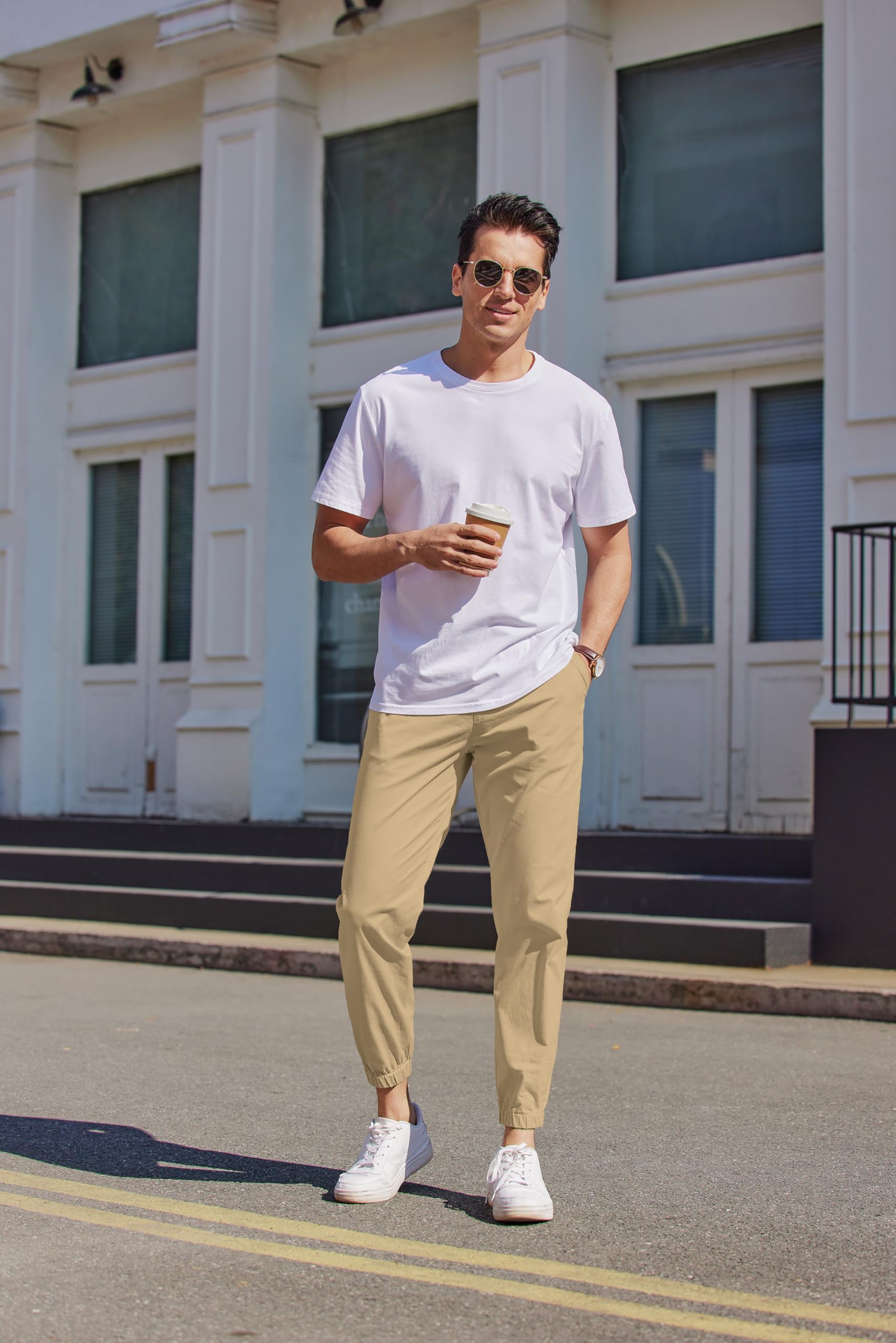 COOFANDY Hosen Herren Cargohose Jogginghose Baumwolle Elastischer Bund Casual Sweatpants Freizeithose mit Gummizug Schlupfhose mit Taschen