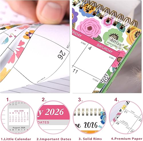 Miniatura 5 de Calendario de escritorio 2026 – Calendario de escritorio 2026, enero de 2026 a diciembre de 2026, 9.8 x 8.3 pulgadas, calendario 2026, páginas de