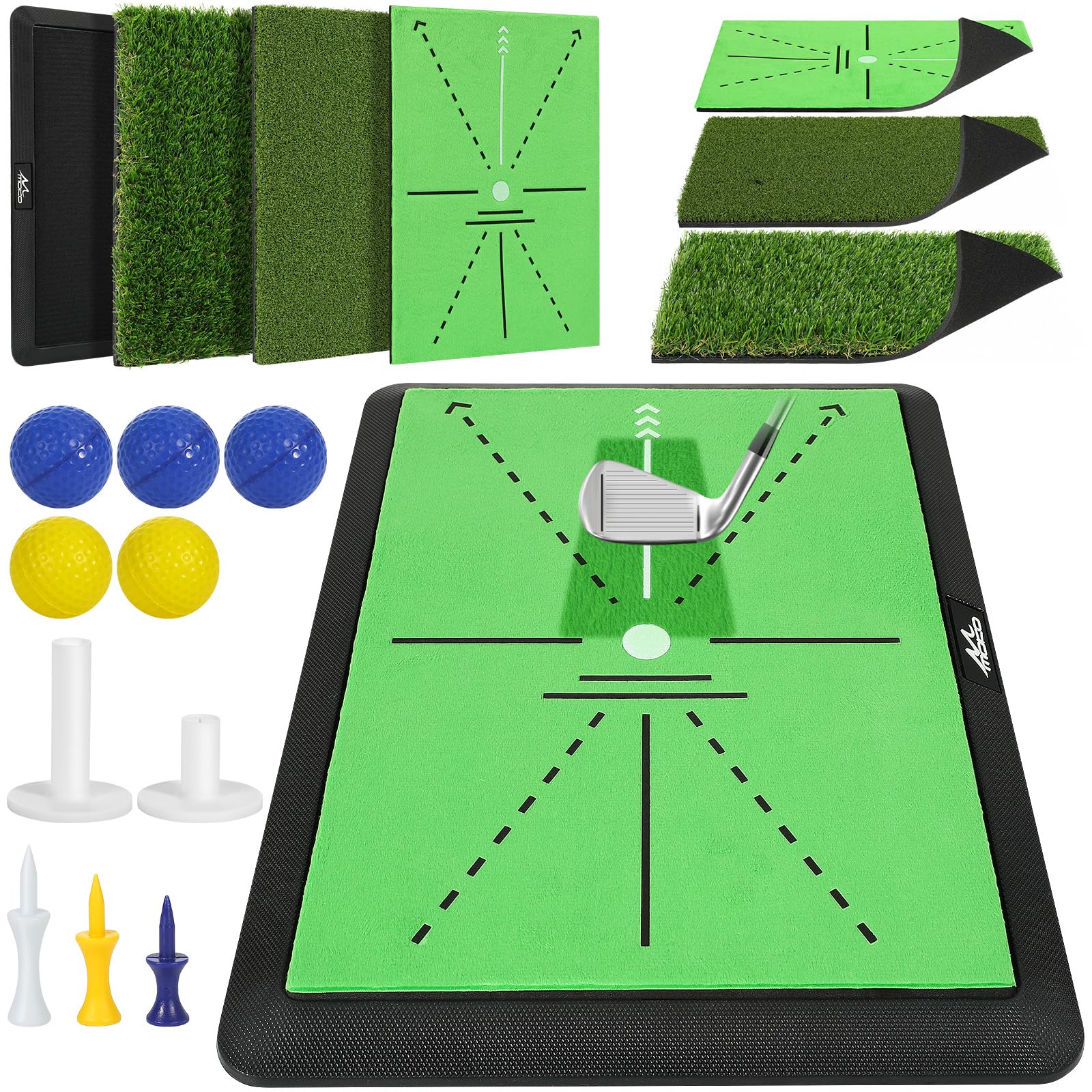 MoKo Golf-Schlagmatte, Golfmatte mit Schwungbahn-Feedback, Zusätzliche Austauschbare Trainingsmatten mit Rutschfester, strapazierfähiger Gummiunterlage, Geschenke für Golfer für Männer und Frauen