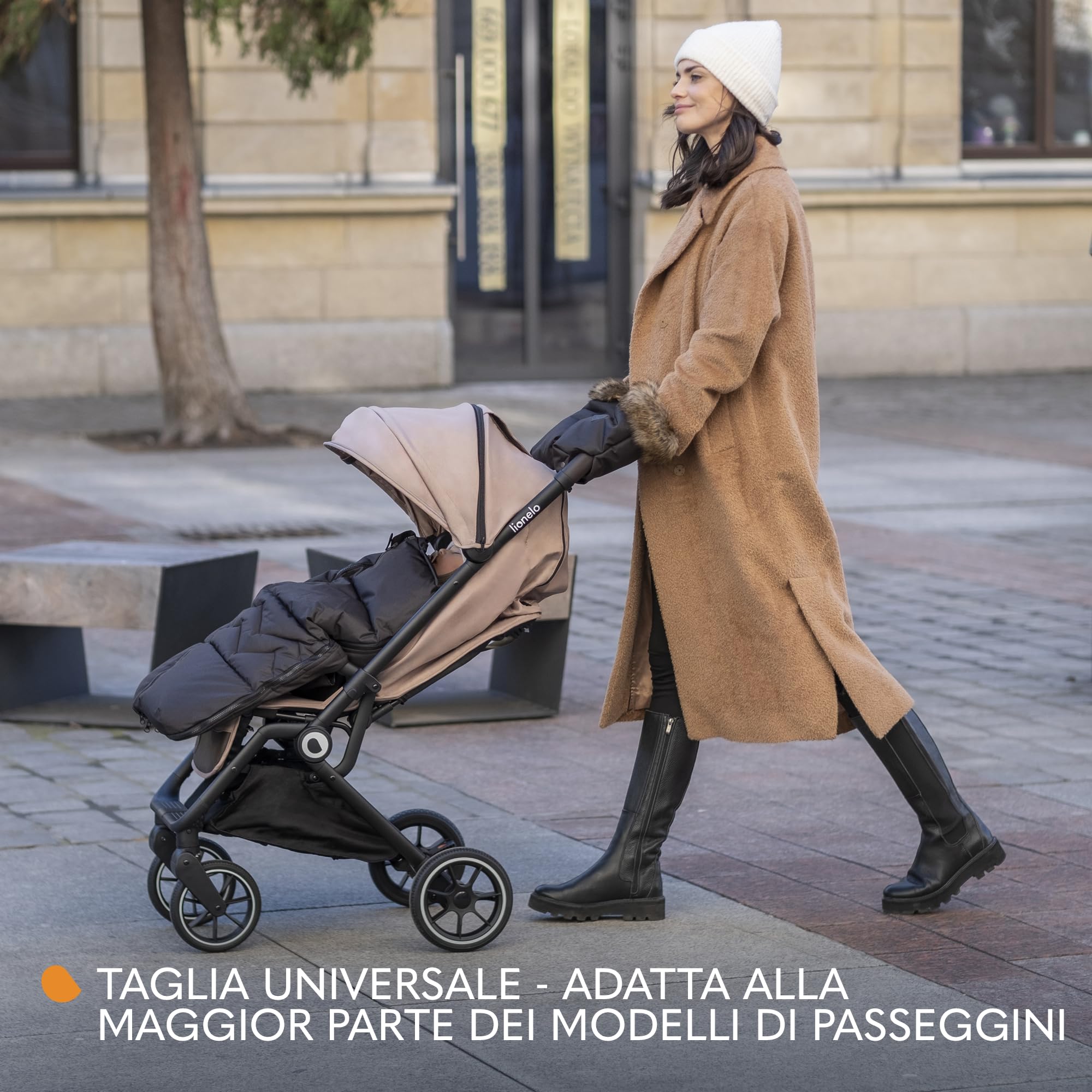 LIONELO HANDMUFF Scaldamani per passeggino per donna e uomo, guanti antigelo per passeggino in pile, scaldamani impermeabile e antivento, taglia unica inseto staccabile