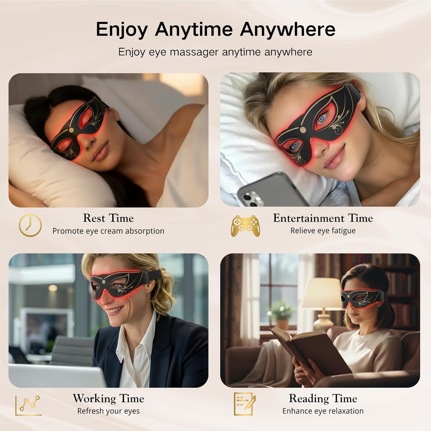 3 Modes Red Light Therapy for Eyes,Under-Eye Red Light Therapy mask Glasses & Light-Based Mask for Treatment of Periorbital Wrinkles,Relieving Eye Fatigue,LED Eye mask EY-20R - Image 7