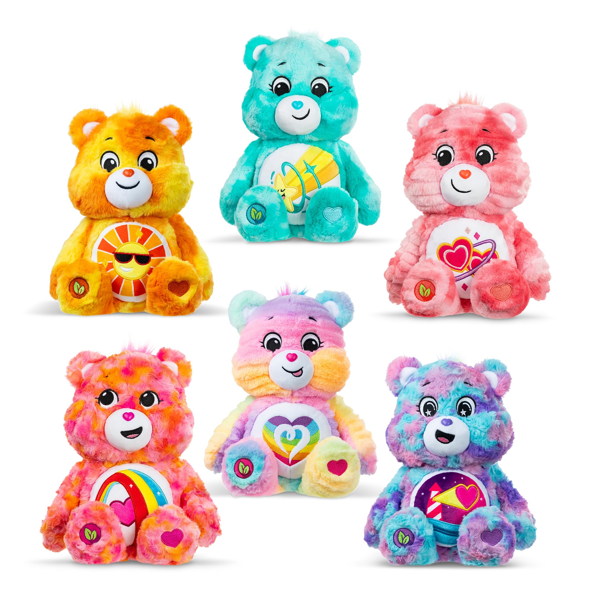 Basic Fun Care Bears 35 cm kolorowy plusz – 'Togetherness Bears' ekologiczna miękka zabawka z jasnym identyfikatorem brzucha, żywy przedmiot kolekcjonerski dla dzieci i fanów
