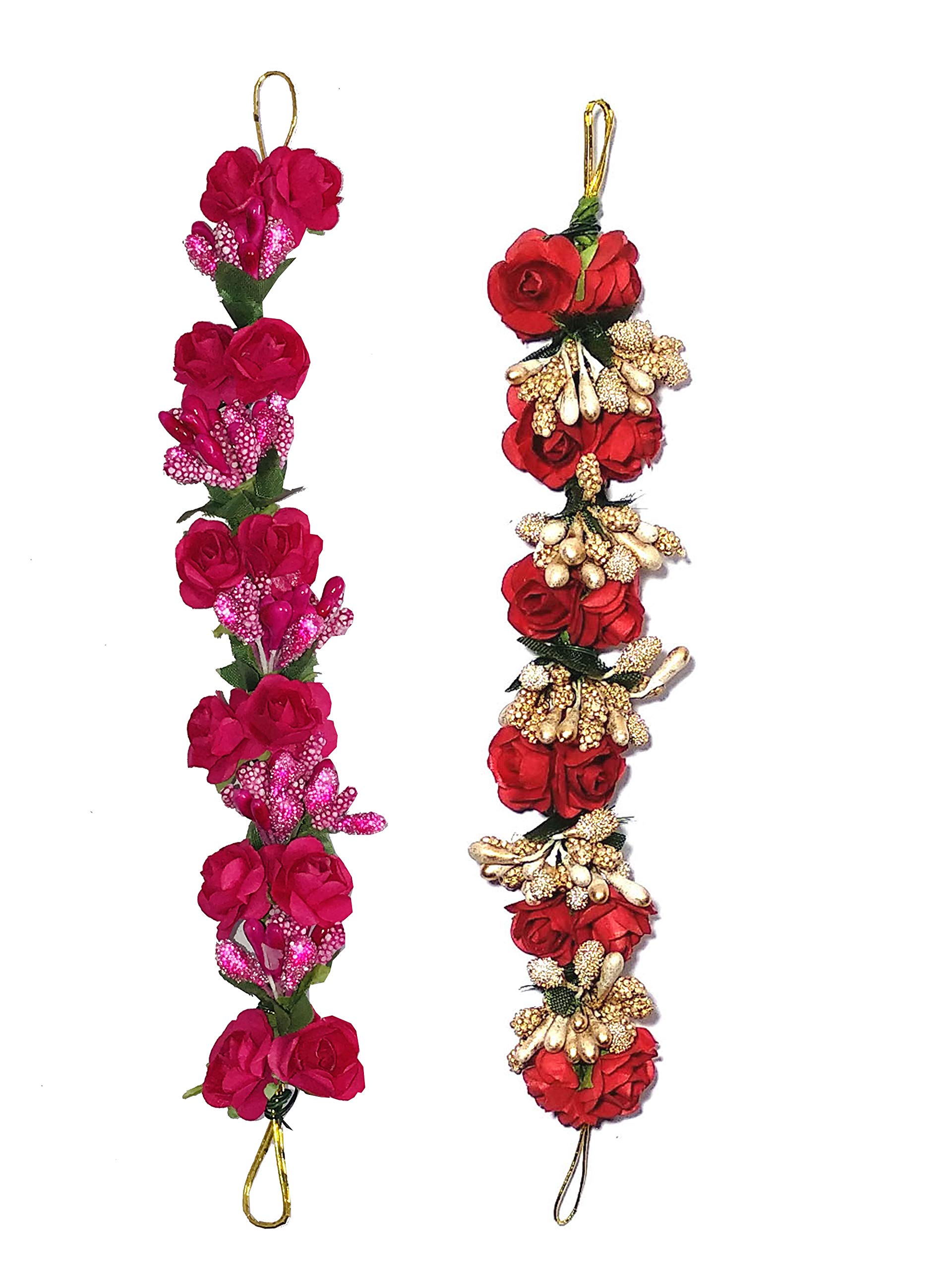 AROOMAN™ New Artificial Flower Gajra Juda/Accessories Bun For Women, Girls, Color-Rani Pink Red, Pack-02 (B097RDTS76) Amazon Price History, Amazon Price Tracker