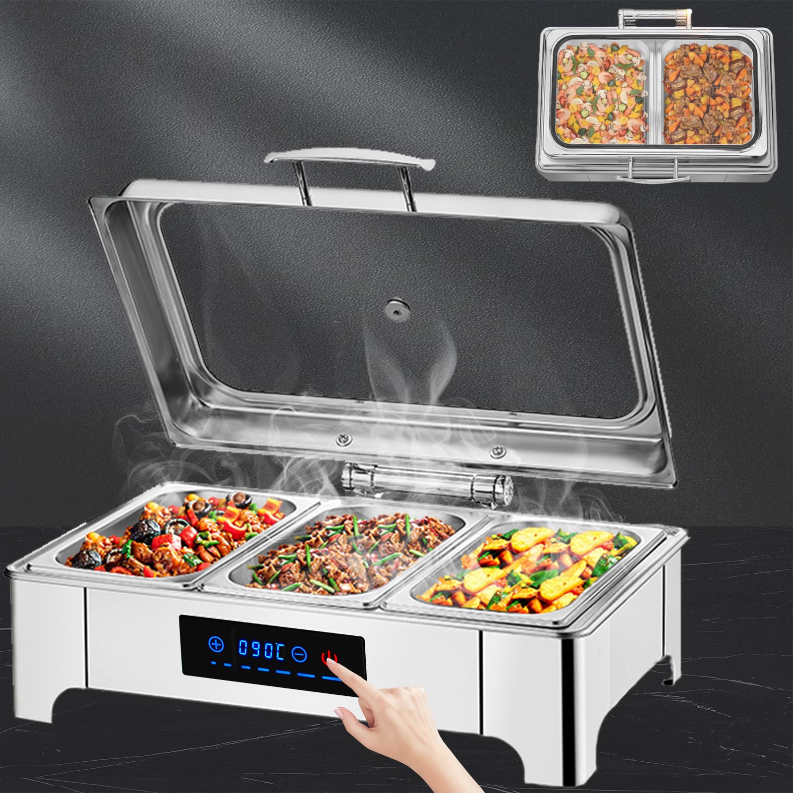 Chafing Dish Elektrisch, Einstellbare Temperatur 35-90℃(B,1/3 Pan)