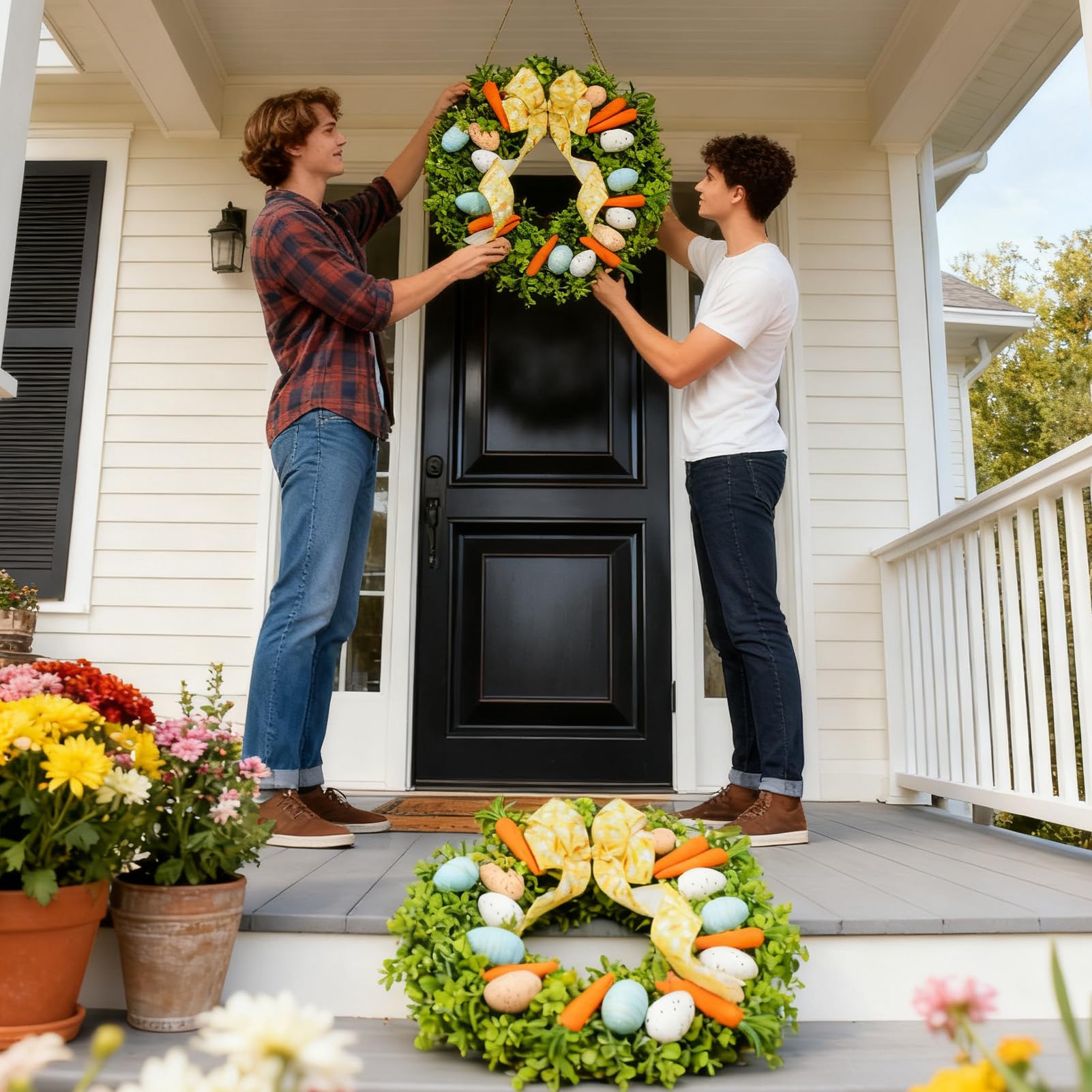 Ghirlande Pasquali Per Porta D'Ingresso Ghirlanda Artigianale | Ghirlanda per Porta d'Ingresso Per Riunioni Familiari Decorazioni Casa Interno Esterno Portico Finestra Parete