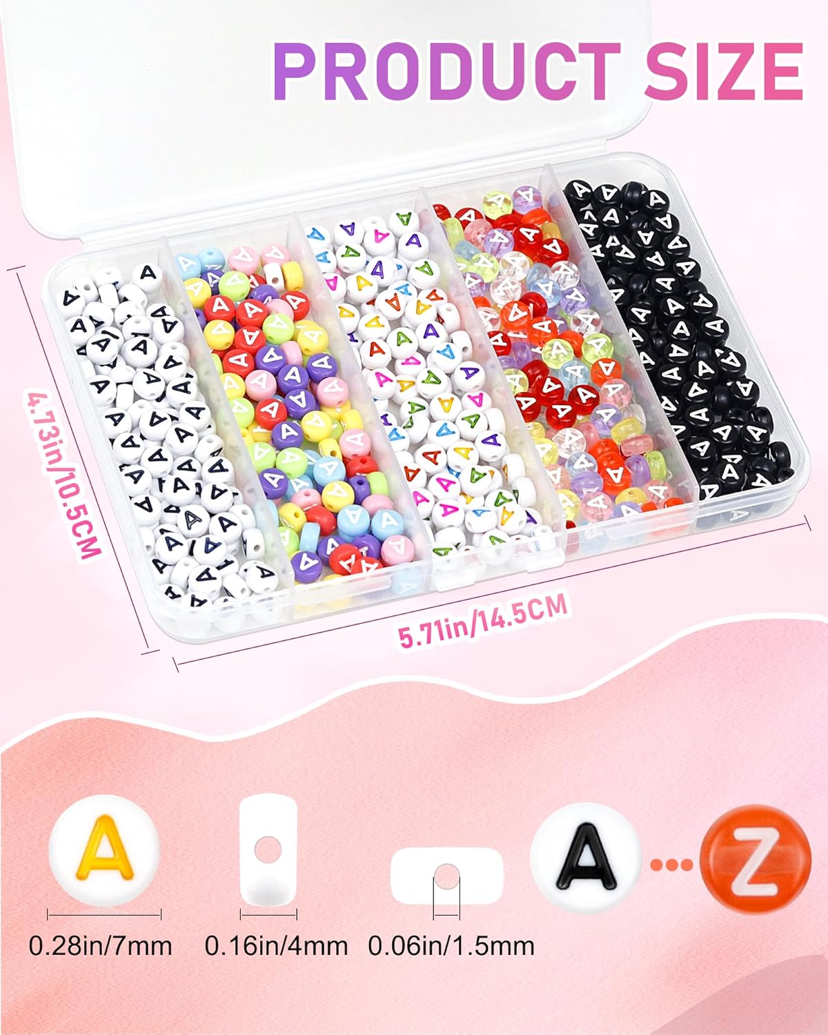 500PCS FIVEIZERO Letter K Beads, 4x7mm Colored Round Letter Beads, Acrylic Assorted Alphabet Beads for Friendship Bracelet Making and DIY Crafts - Image 2