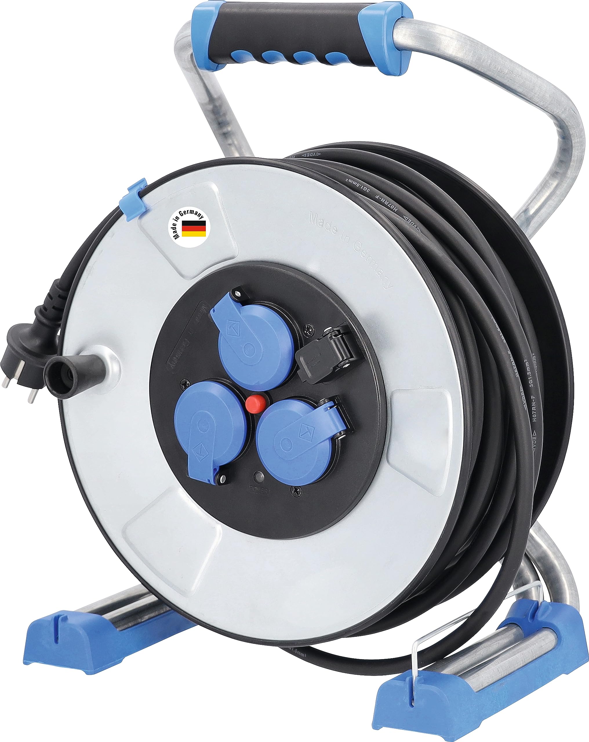 Enrouleur de câble anti-choc électrique as-Schwabe 40m H07RN-F IP44 pour chantier