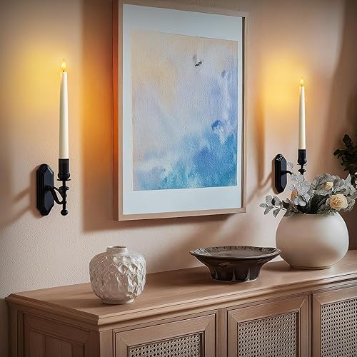 Miniatura 3 de 6 velas cónicas sin llama con control remoto, temporizador, velas de plástico para ventana, velas LED marfil de 9.6 pulgadas, para decoración del