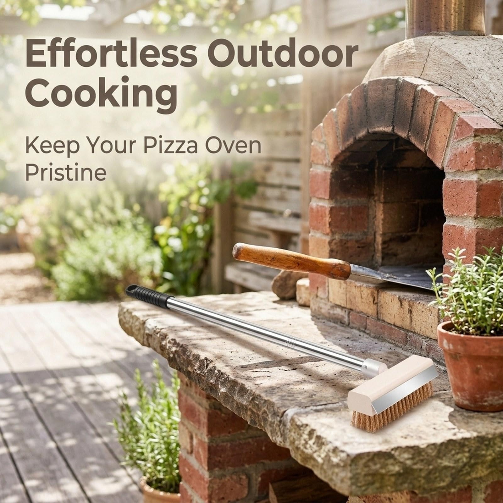 Cepillo para Horno Pizza, Cepillo para Piedra Pizza, Profesional Multifuncional y eficiente para Parrilla Barbacoa para cocinas y hogares, 2m