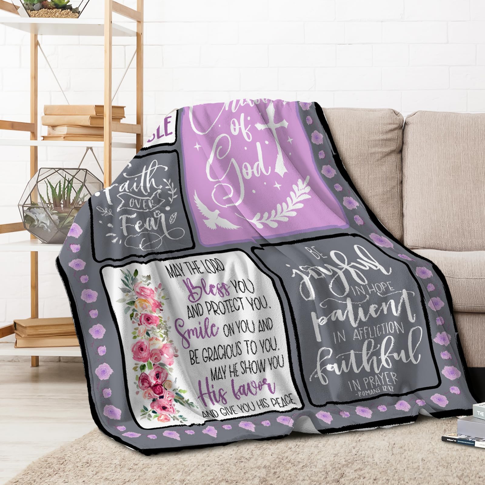 Koctwin Women's Bible Christian Faith Blanket - I Am A Child Of God Throw - Religious Inspirational Verse Gift For - Christmas Birthday Present 50"X60"