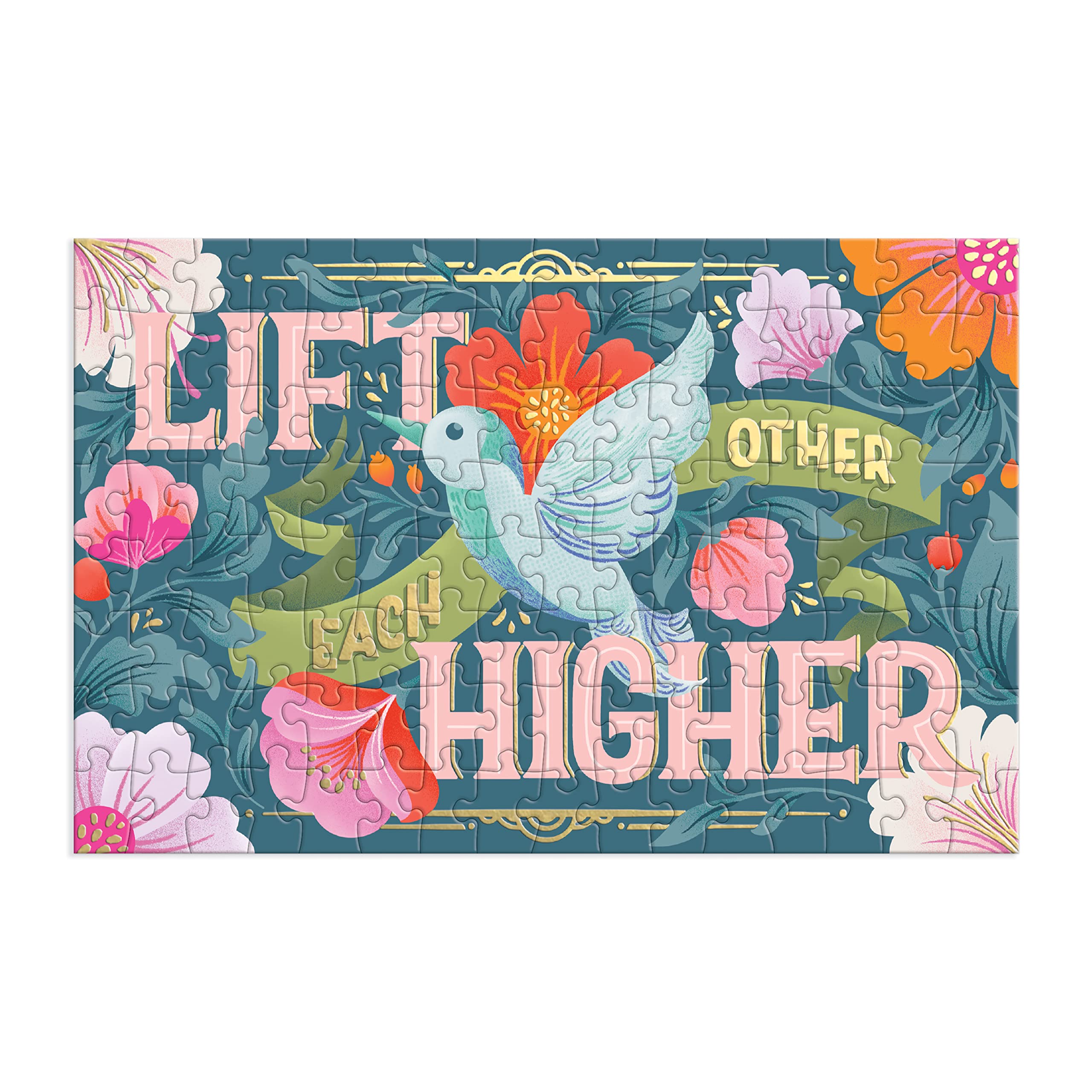 Grow Through What You Go Through 500 Piece Puzzle - Galison Floral Motivational Puzzle