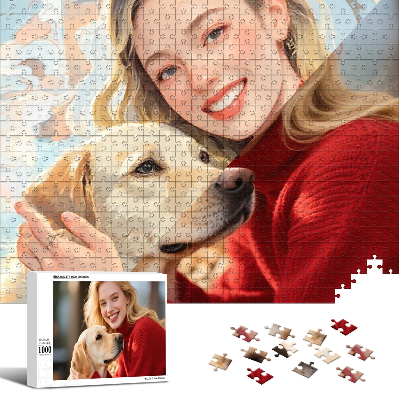 Bemaystar Puzzle Personalizado con Foto - 35 a 1000 Piezas de Madera con 4 Estilos Artísticos | Regalos Personalizados Únicos