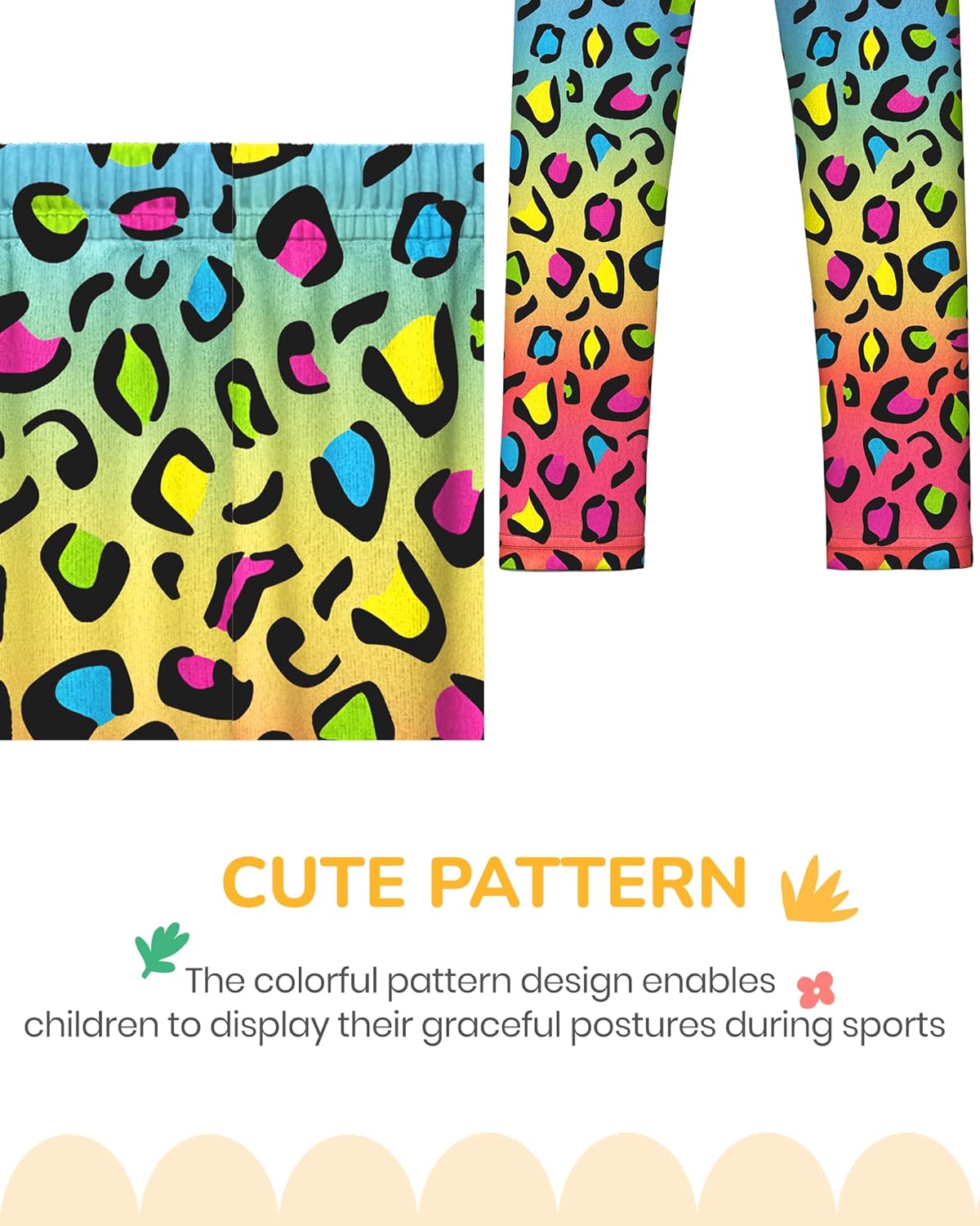 LQSZ Girls Printed Leggings Kids Soft Lounge Pants Toddler Playwear for 3-10 Years - Image 7