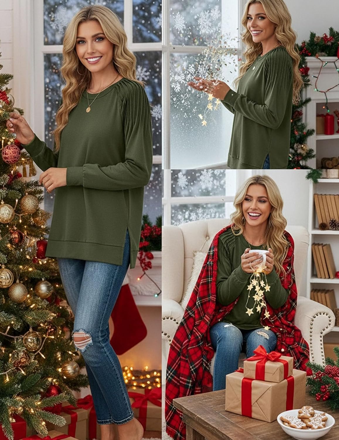 Zeagoo Tunic Sweatshirts for Women Crewneck Lightweight Sweaters Raglan Long Sleeve Shirts Spring Fashion Tops 2026 - Image 7