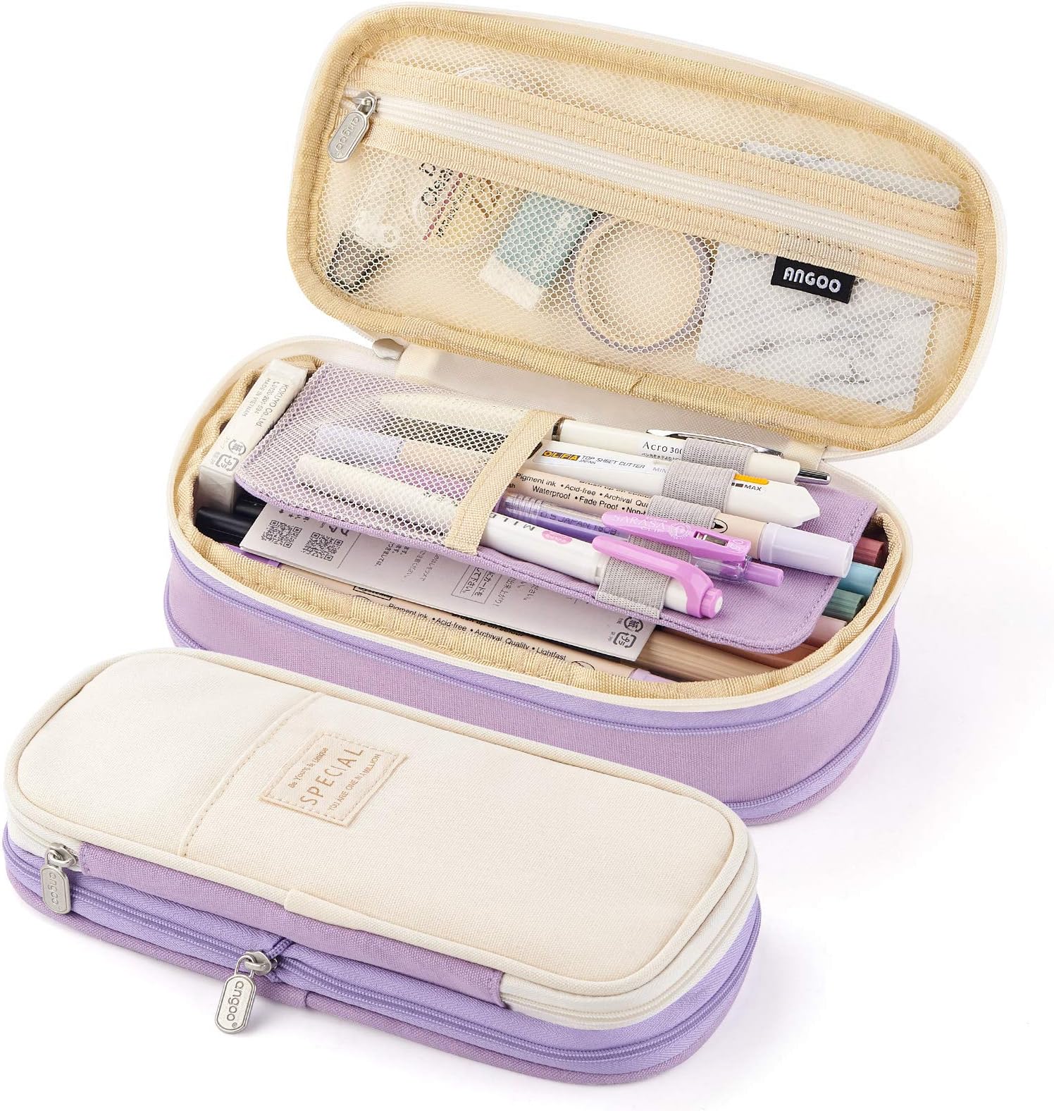 Big Capacity Pencil Pen Case Office College School Large Storage High Capacity Bag Pouch Holder Box Organizer Blue (Purple)