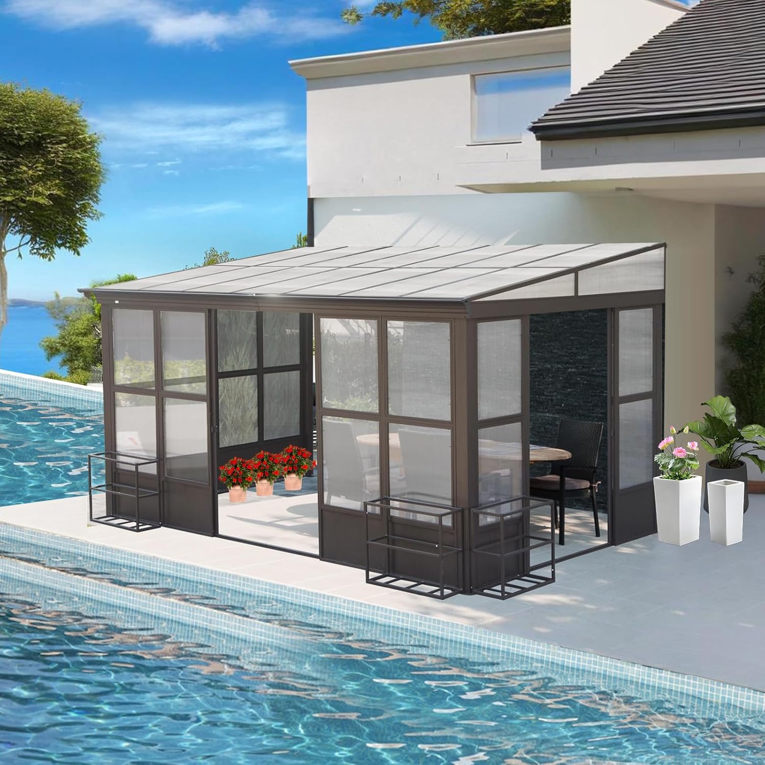 Amazon.com : LANTRO JS 10x12ft Wall Mounted Sunroom, Sunroom Kit ...