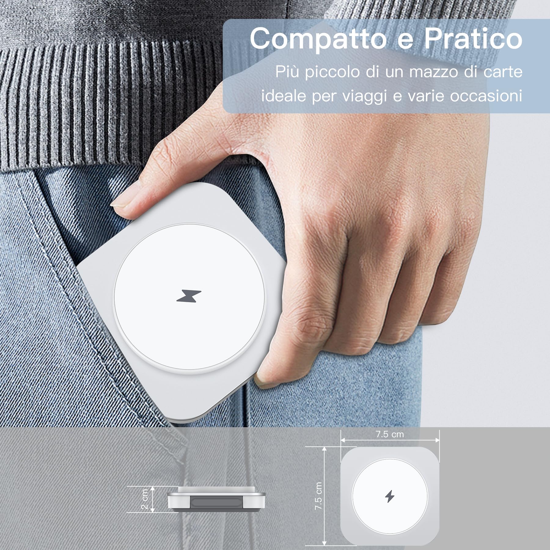 KEEPRO Caricatore Wireless per iPhone, 3 in 1 Stazione Ricarica Pieghevole per iPhone 16/15/14/13/12 Serie, per AirPods Pro/4/3/2 & Apple Watch (Adattatore Incluso)-Bianco