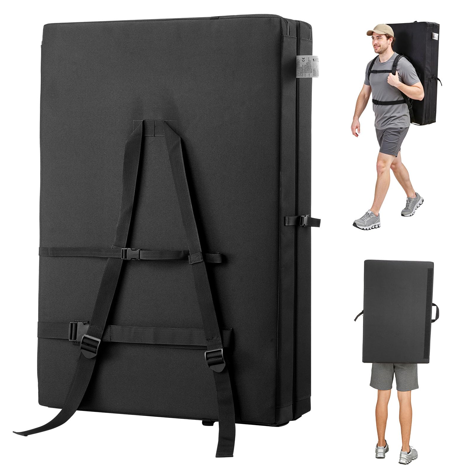 VEVOR Boulder Airpad, Dos Pliegues para montañismo, Almohadilla de Choque con Correas Ajustables para Mochila y asa, Plegable, Ligera para Bloqueo en Interiores y Escalada al Aire Libre