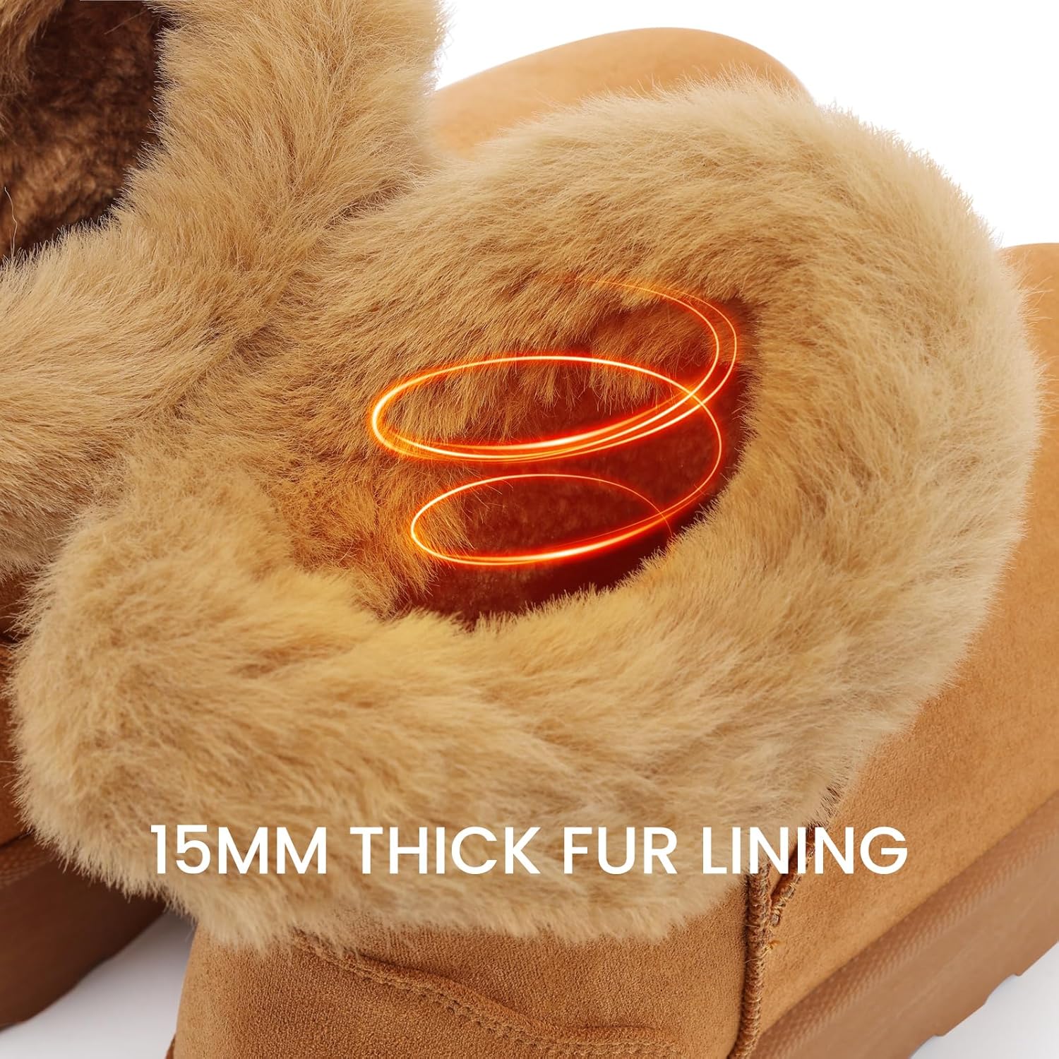SHIBEVER Women's Snow Boots Winter: Suede Fur Lined Waterproof Anti-Slip Furry Platform Women Ankle Snow Boots - Image 6