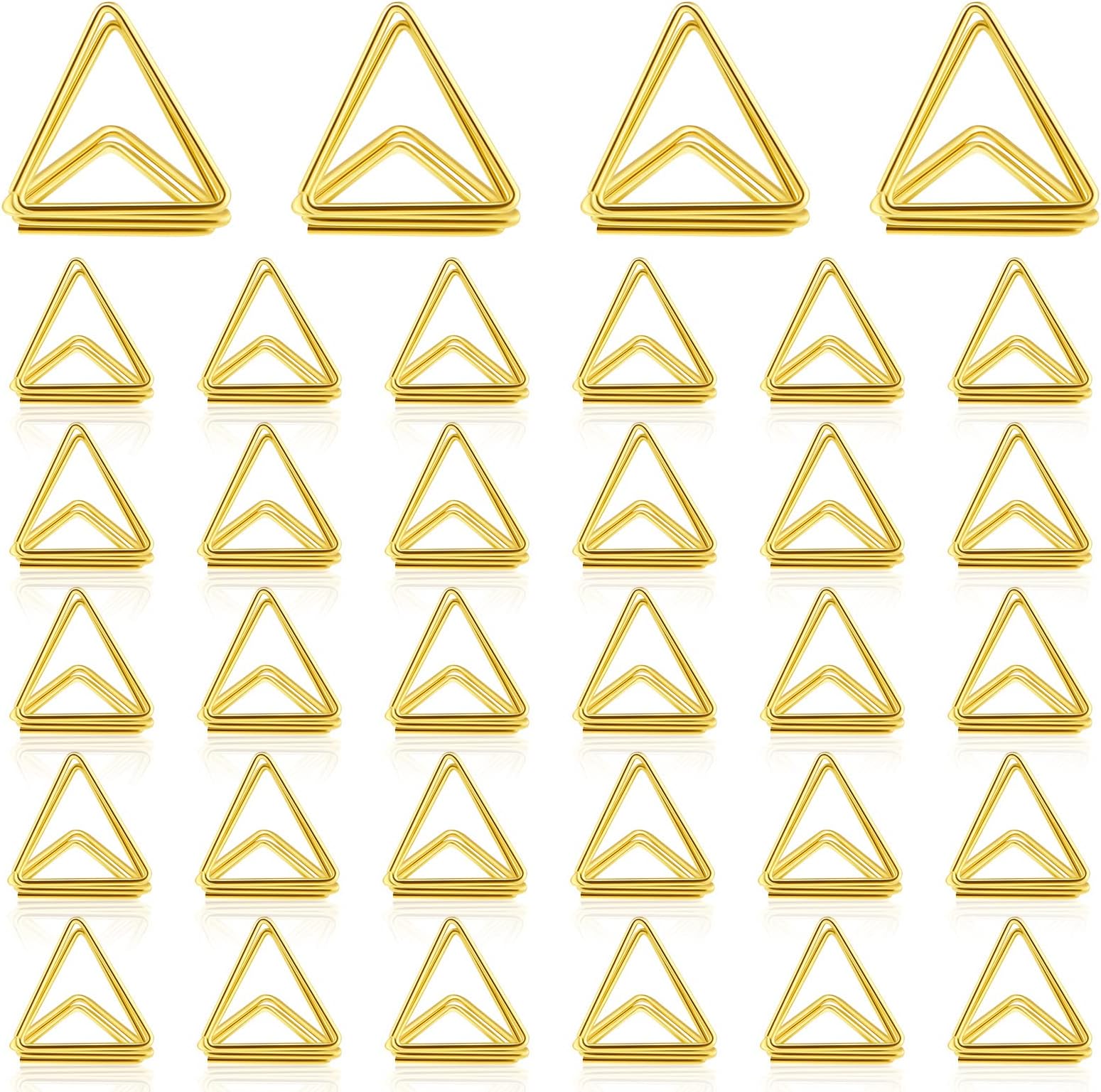 Eersida 60 Pieces Table Number Holder Place Samll Triangle Shape Name Numbers Table Photo Picture Holder Stand Clip for Wedding Baby Shower Party, Suitable for Small Card(Gold)