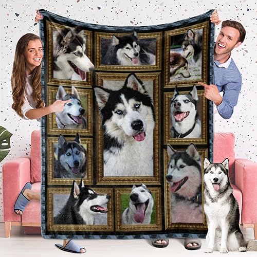 Manta de husky siberiano para amantes de los perros, manta de forro polar para sofá, manta de cama súper suave y acogedora, manta ligera de felpa