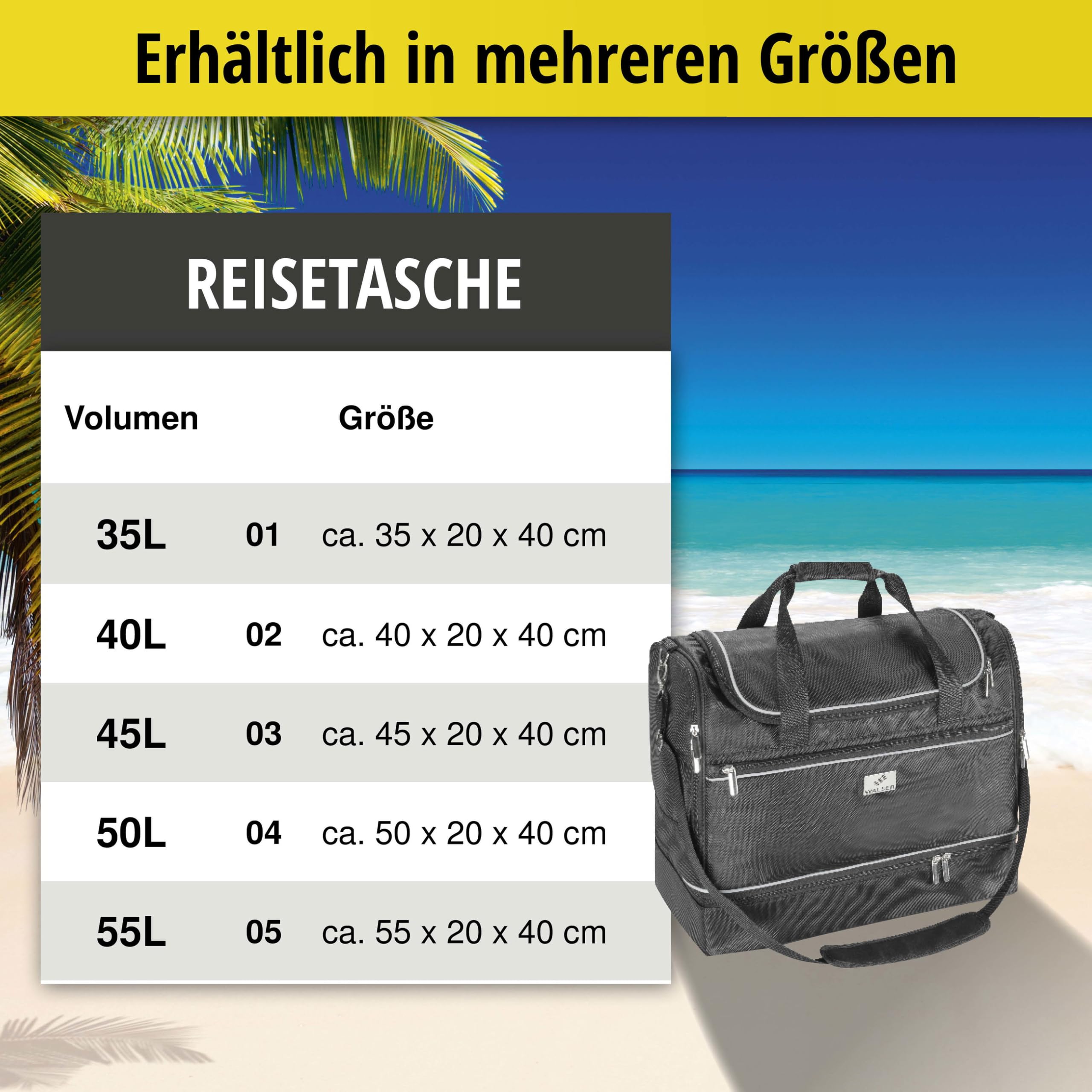 Walser 29974 Carbags torba podróżna do samochodu, torba sportowa 55 x 20 x 40 cm czarna, odporna na działanie wody