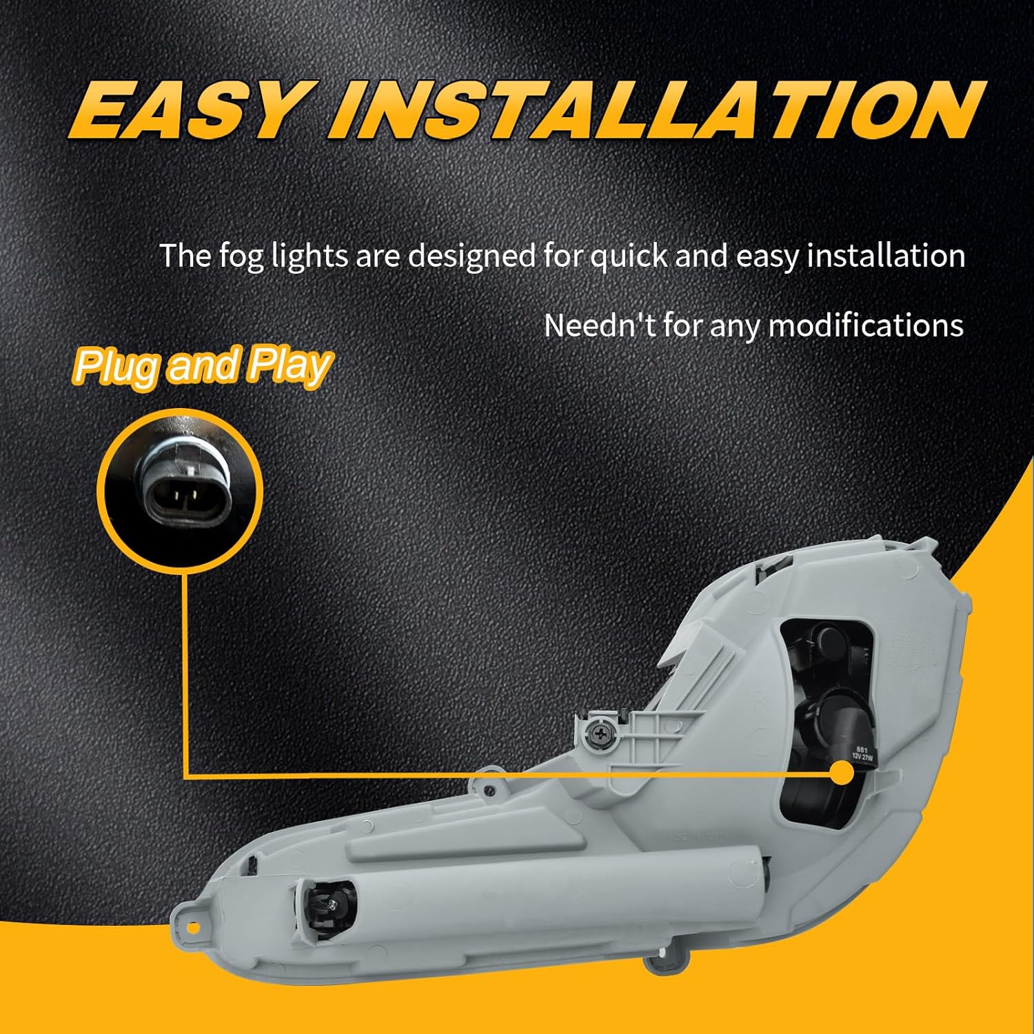 Halogen Fog Lights for 2012-2017 Hyundai Accent, Front Bumper Replacement Lamps with Wiring Harness, Clear Lens, Weather Resistant, Improves Visibility