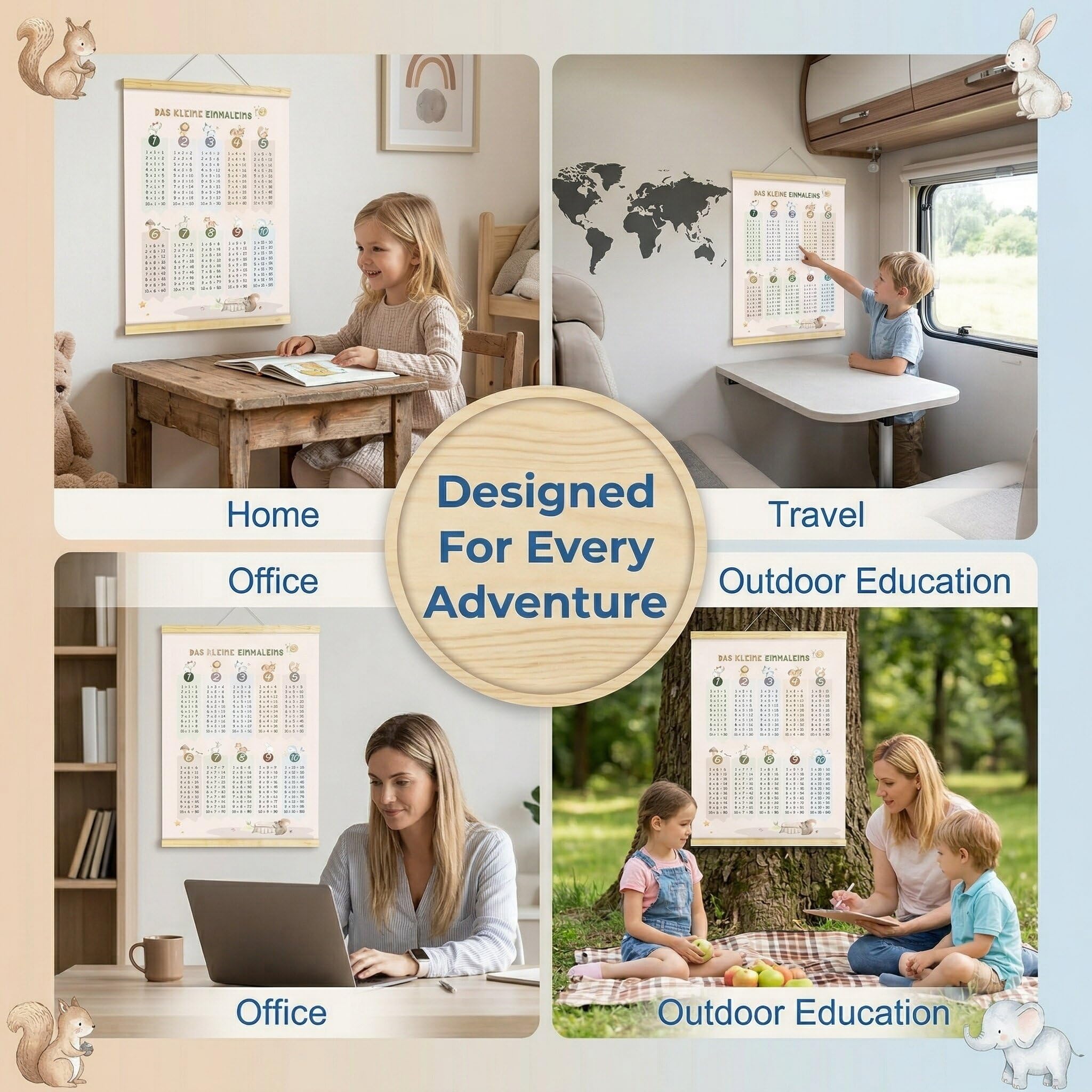 Poster Tabelline per Bambini Gioco Calcolo Matematico Scuola Elementare