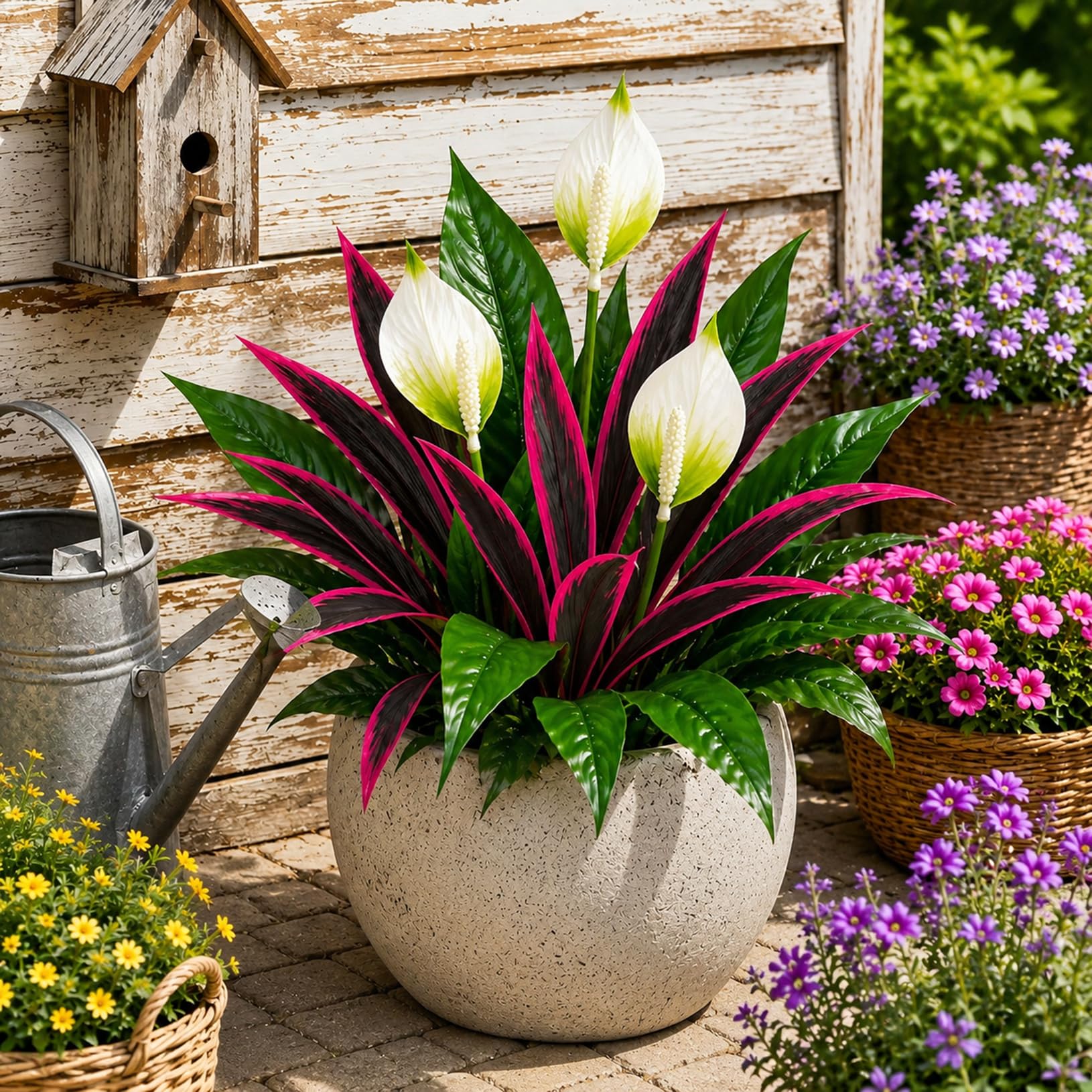 ATAVSADN Artificial Flowers for Outdoors, UV Resistant Fake Plants for Outdoor Indoor Decor 1Pack,One Size