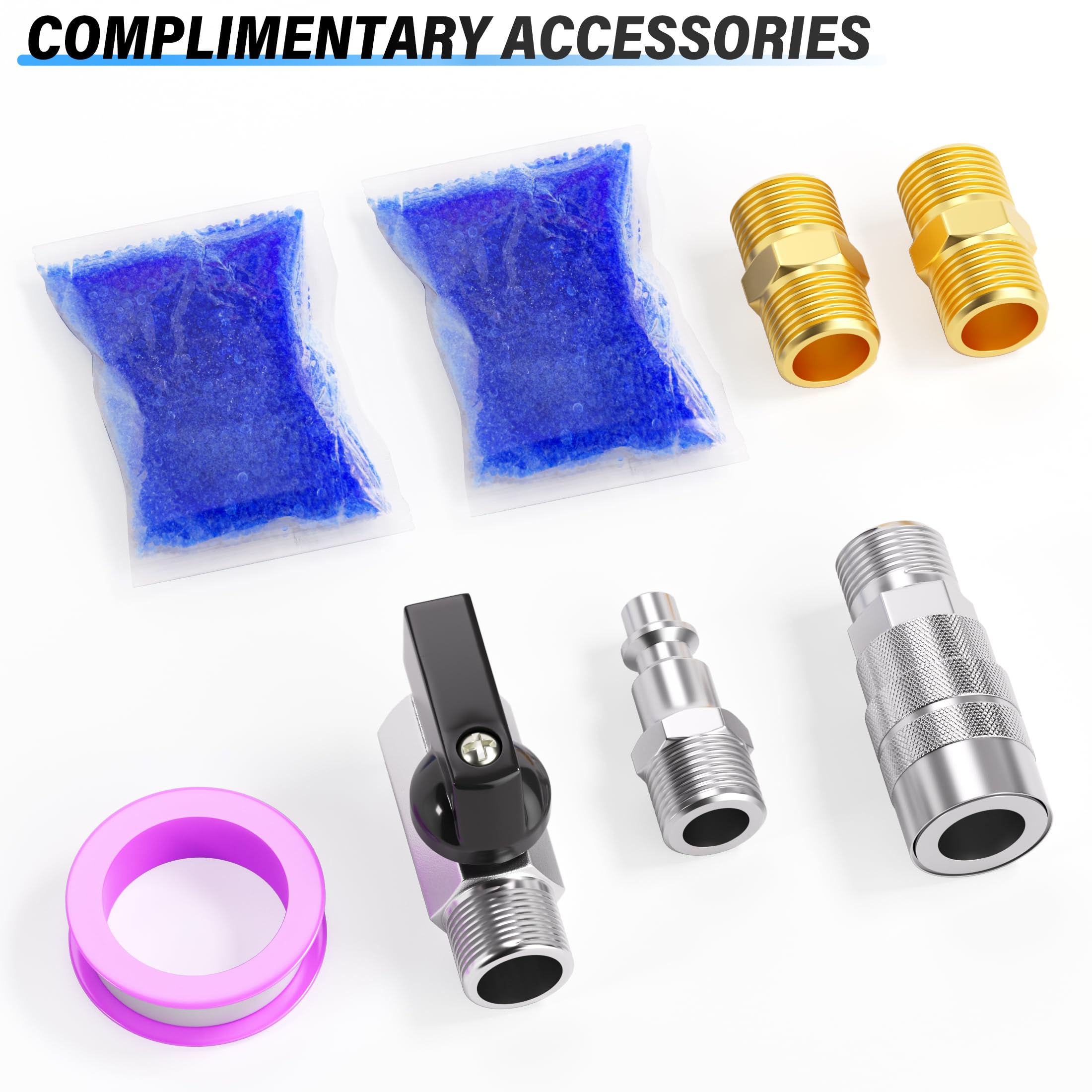 TAILONZ NEUMATIC 0-150PSI Secador de aire de aleación de aluminio NPT de 1/4 pulgadas, secador de aire compresor, separador de vapor de agua, tazón de polietileno