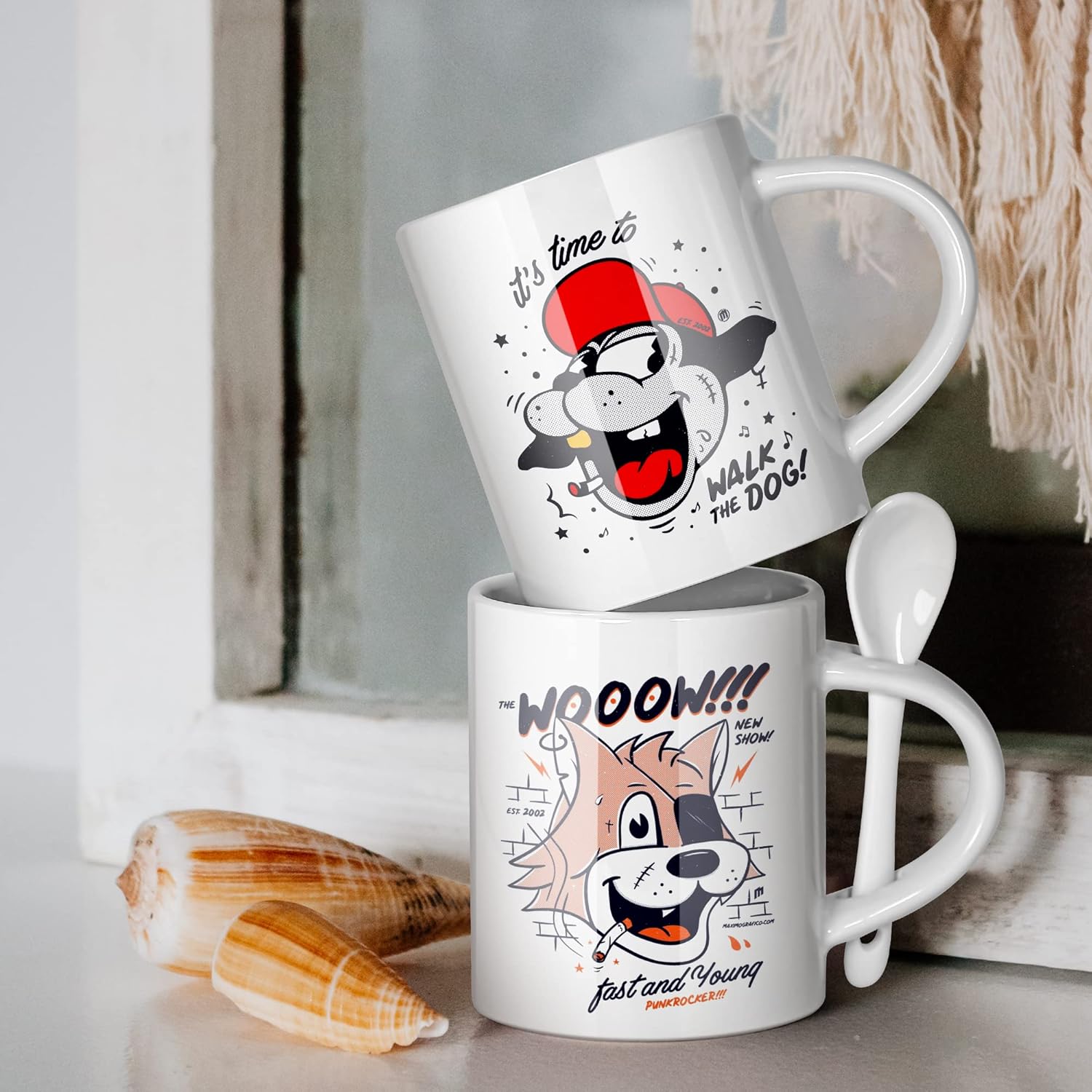 AGH Sublimation Coffee Mugs Blank 11 oz, White Straight Ceramic Cups with White Interior, Handle, Spoon, Bulk Bundle Set of 12 - Image 6